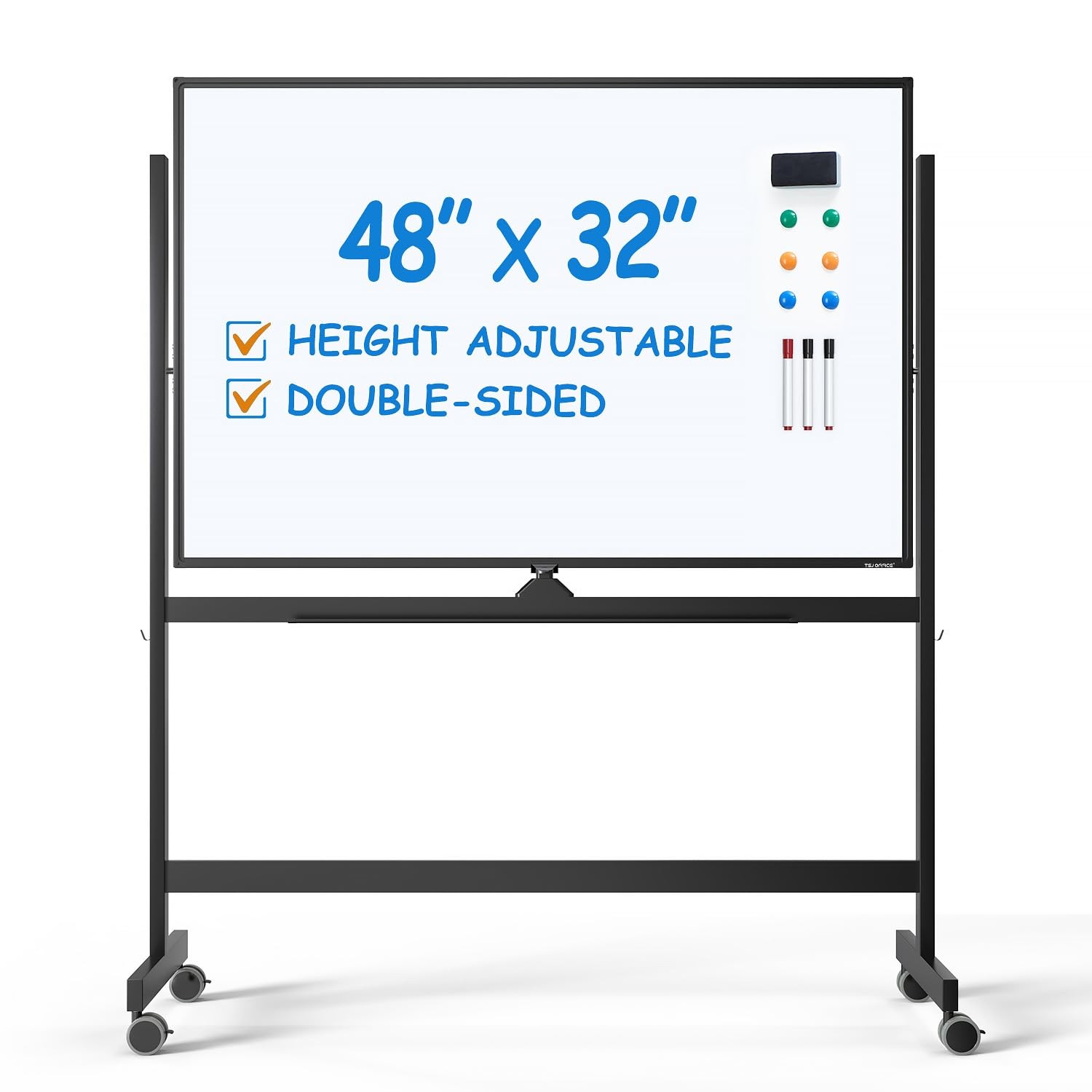Whiteboard Magnetic Dry Erase 48 x 32 Inch Double Sided TSJ Rolling Portable
