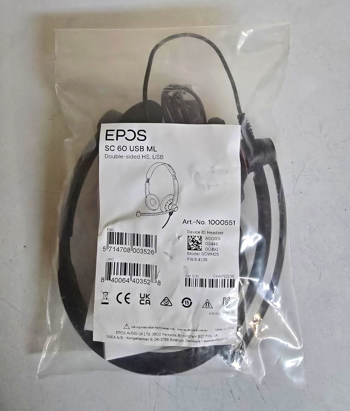 EPOS IMPACT SC 60 USB ML Double-Ear USB Headband Boom Mic In-Line 2m Black