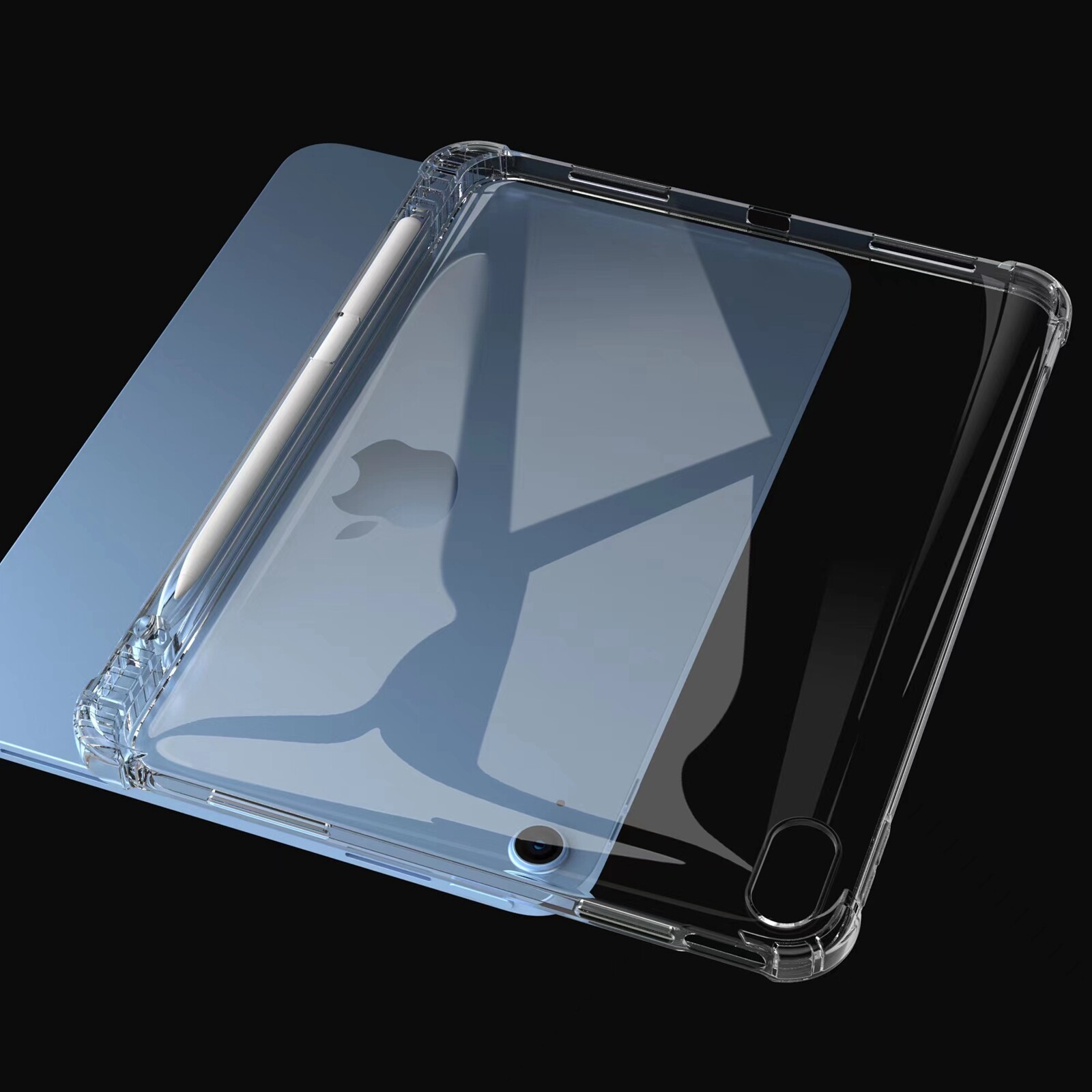 For iPad Air 2024 11" 13" Shockproof Clear TPU Case Built-in Pencil Holder Cover