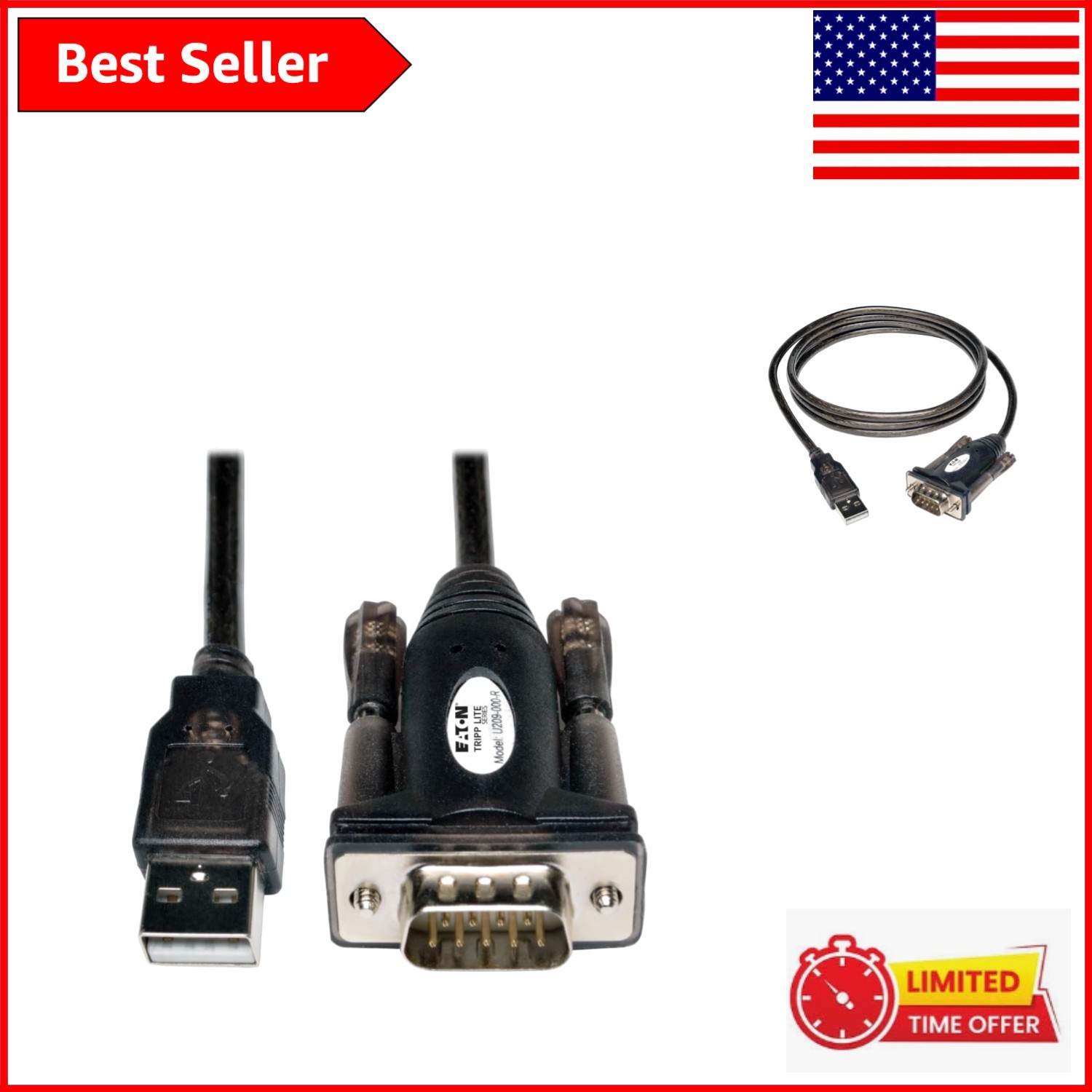 Versatile 5 Feet USB-A to DB9 RS232 Serial Adapter Cable – Male-Male Connection