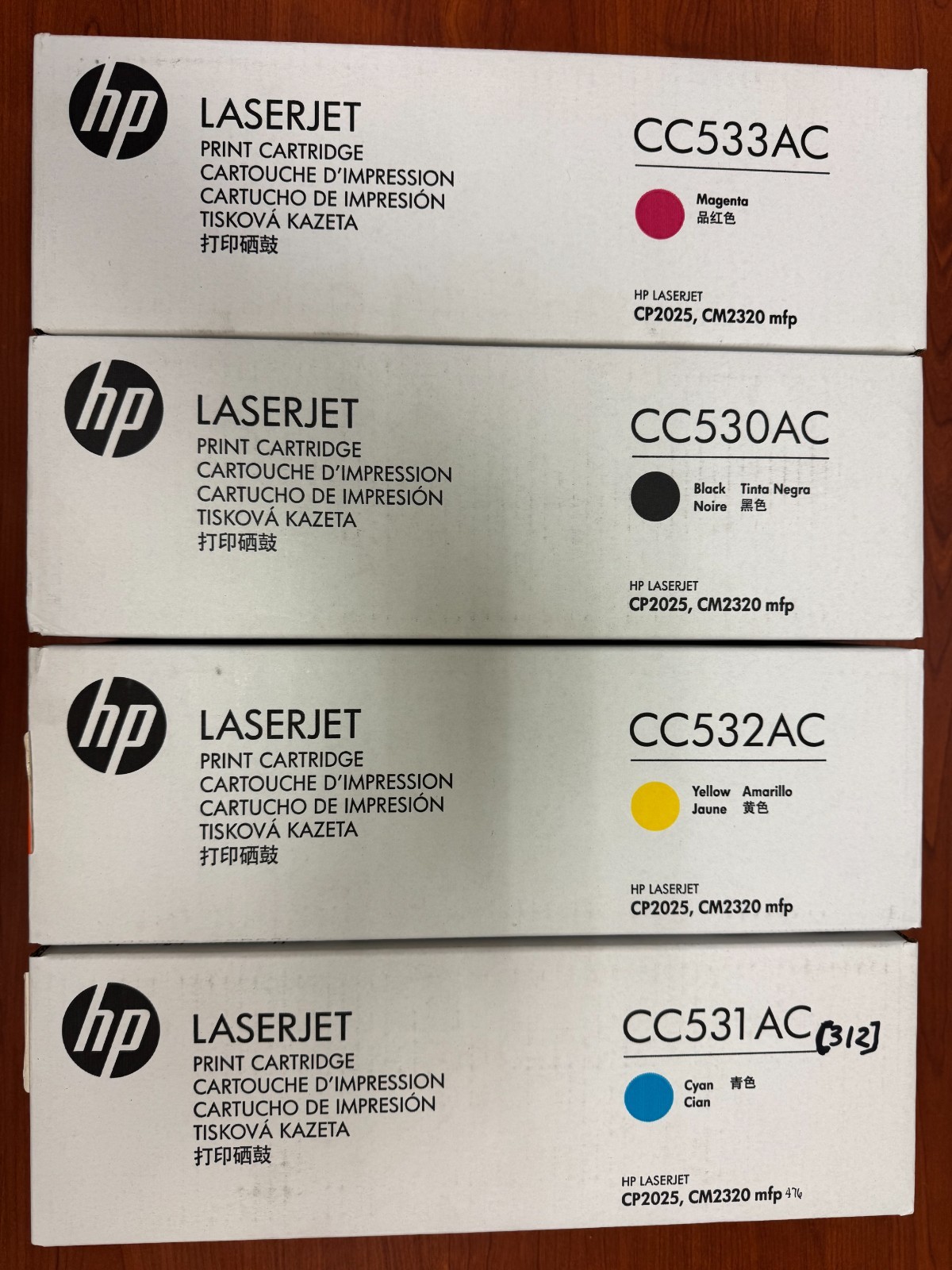 4 GENUINE HP 304A, TONER CC530AC, CC531AC, CC532AC, CC533AC; CP2025 CM2320