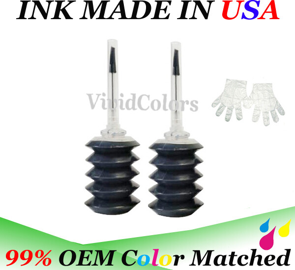  Black bulk refill ink kit with tools for ALL HP Universal inkjet printer 2x30ml