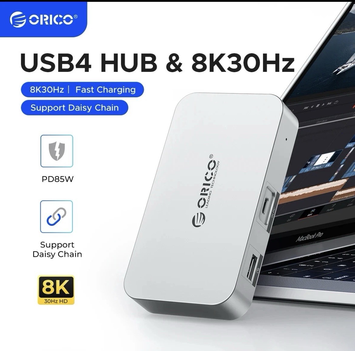 ORICO USB4 HUB 40Gbps USB C HUB PD85W 8K@30Hz Display Support $200 Retail
