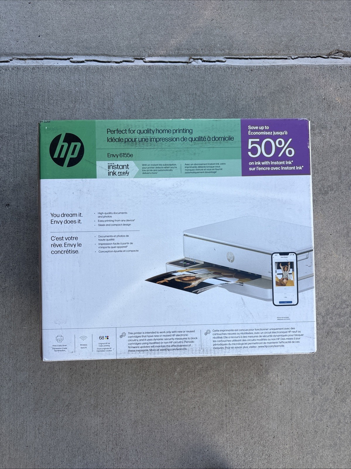 HP Envy 6155e Wireless All-in-One Color Printer Scanner Copier HP+ (714L5A)