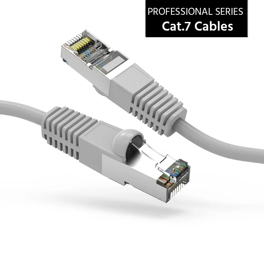 20Ft CAT7 Shielded (SSTP) 600MHz Ethernet Network Booted Cable Gray