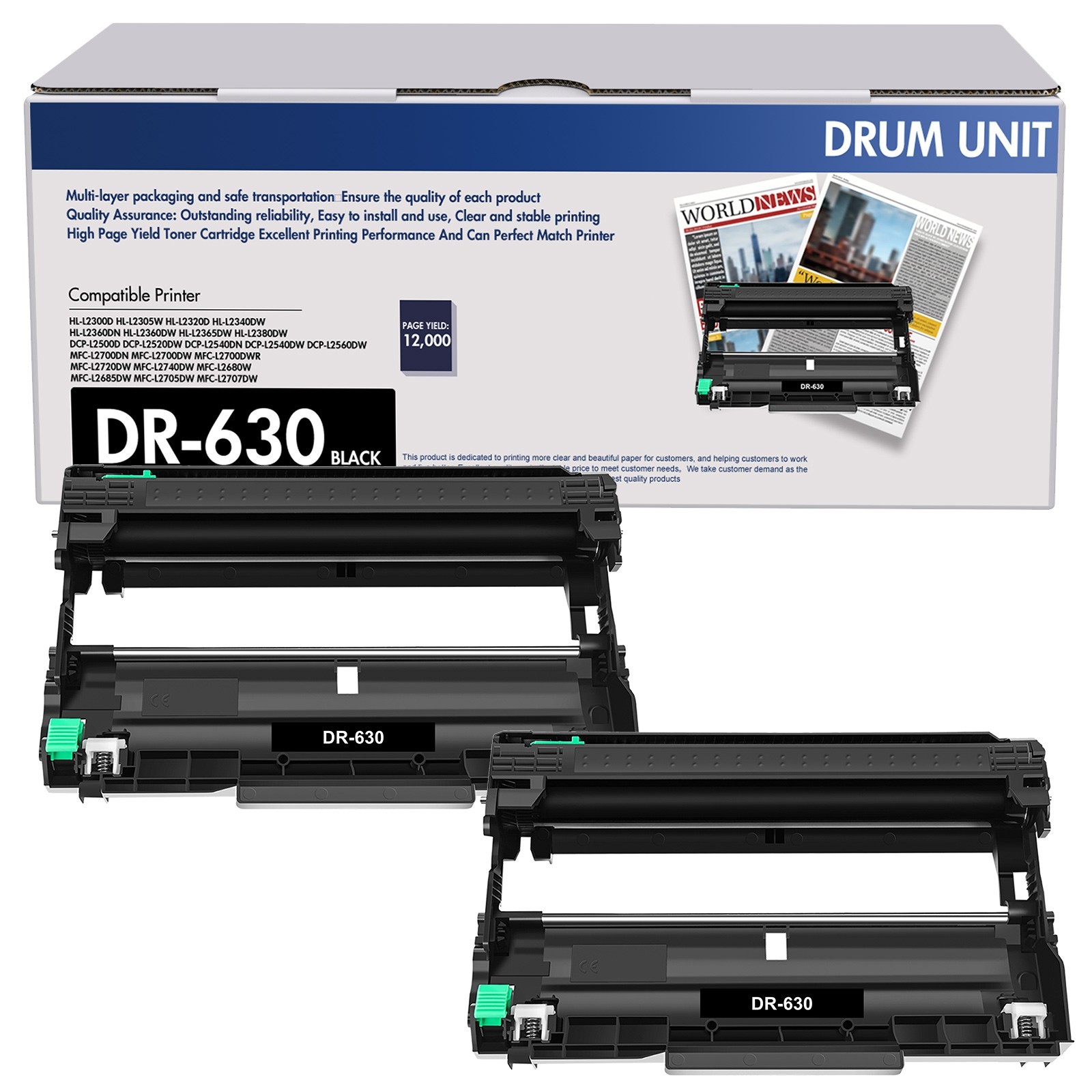 2PK DR630 DR660 Drum Unit for Brother HL-L2300D HL-L2340DW HL-L2320D DCP-L2540DW
