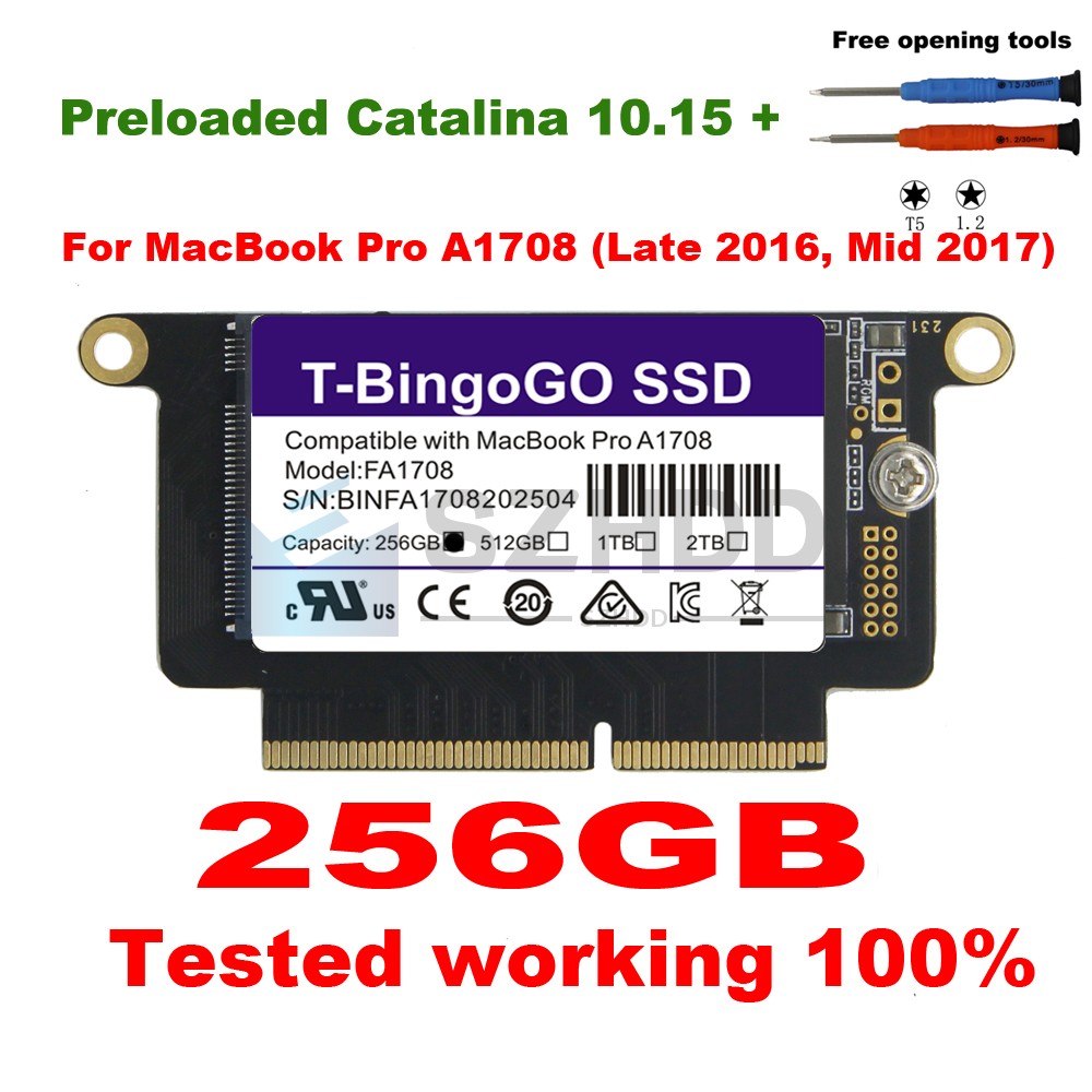 A1708 256GB SSD upgrade F 2016 2017 Apple MacBook Pro no-touchbar EMC 2978 3164