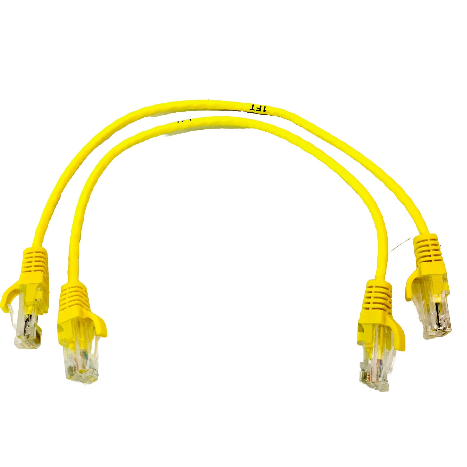 (LOT OF 2) LEGRAND VS 1FT YELLOW BOOTED C6 28AWG CM