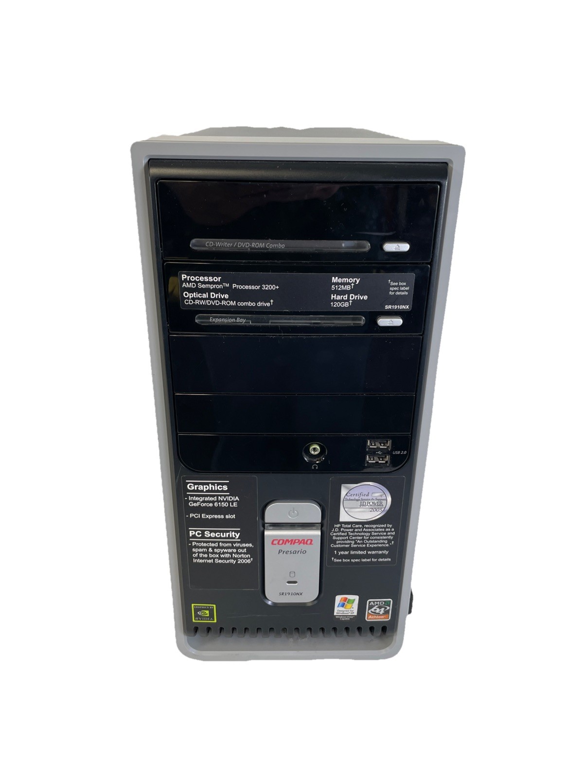 Compaq Presario SR1910NX AMD Sempron 1.8 Ghz 512 MB Ram No hard drive or o.s.