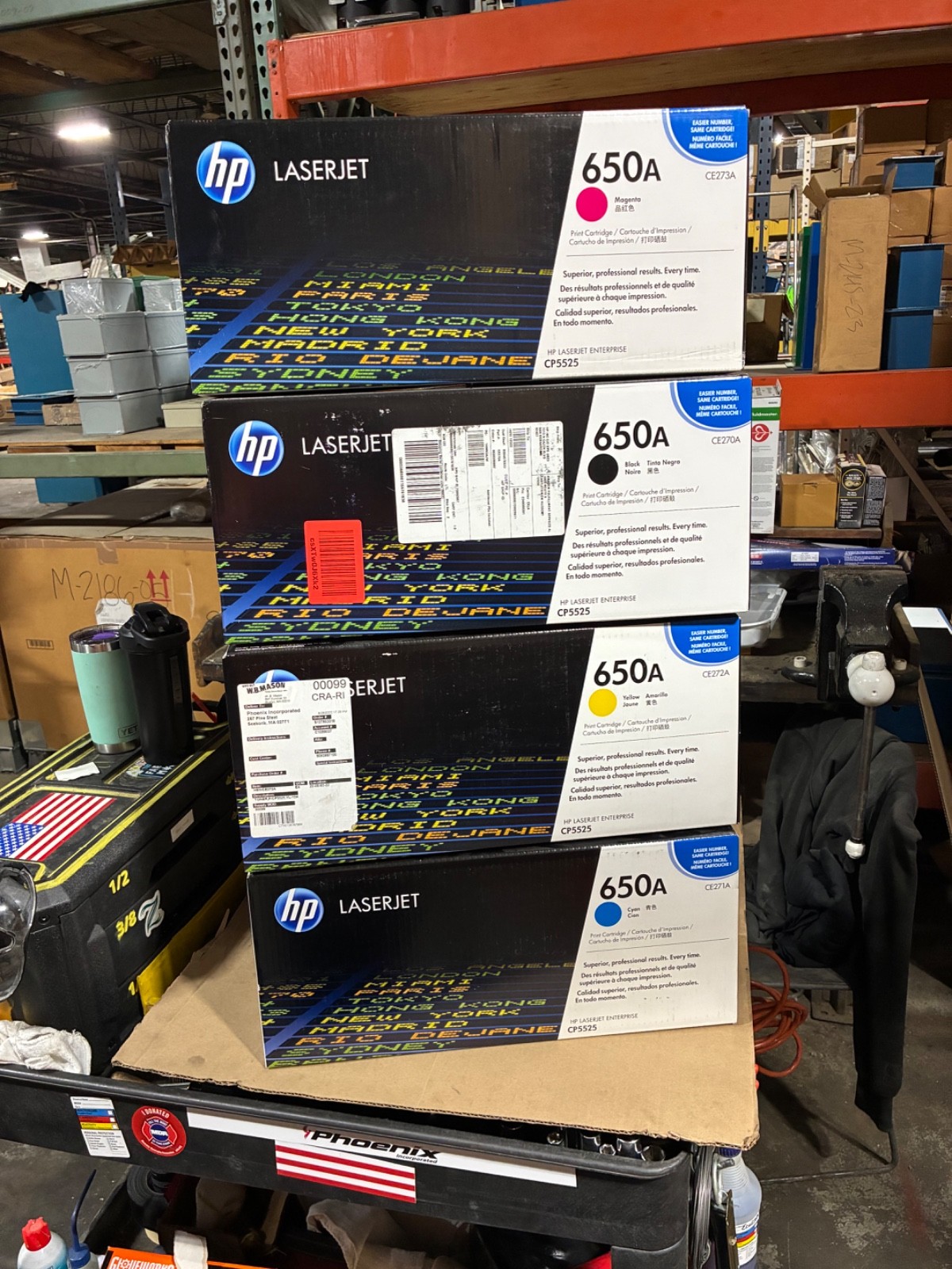 Set Of 4 Genuine HP 650A Cyan, Yellow, Magenta, Black CYMK Toner For CP5525 OEM