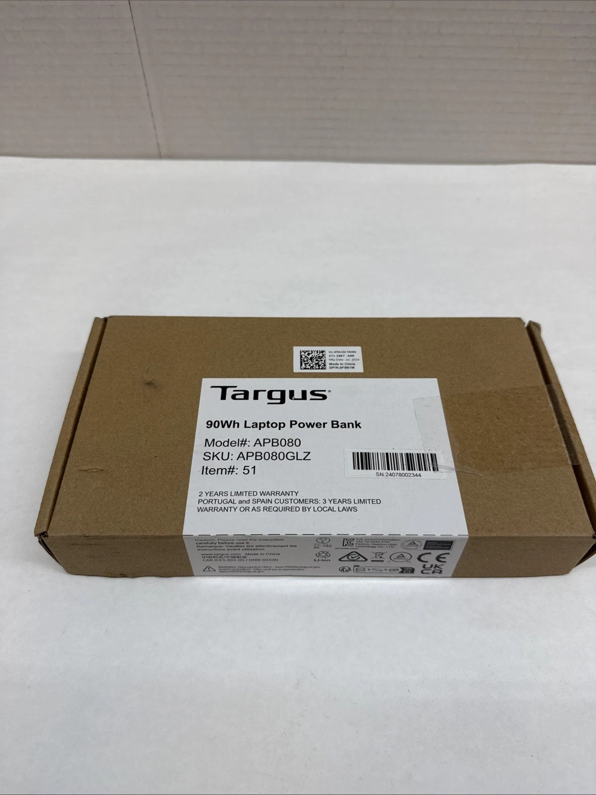 Brand New Targus 90Wh 5000mAh 18V Laptop USB-C Portable Power Bank Model: APB080
