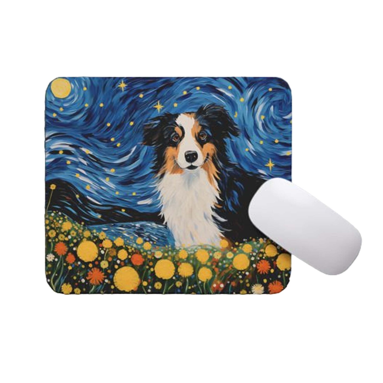 Starry Night Dog Mouse Pad for Home Office Gaming Working Desk Computer Desktop