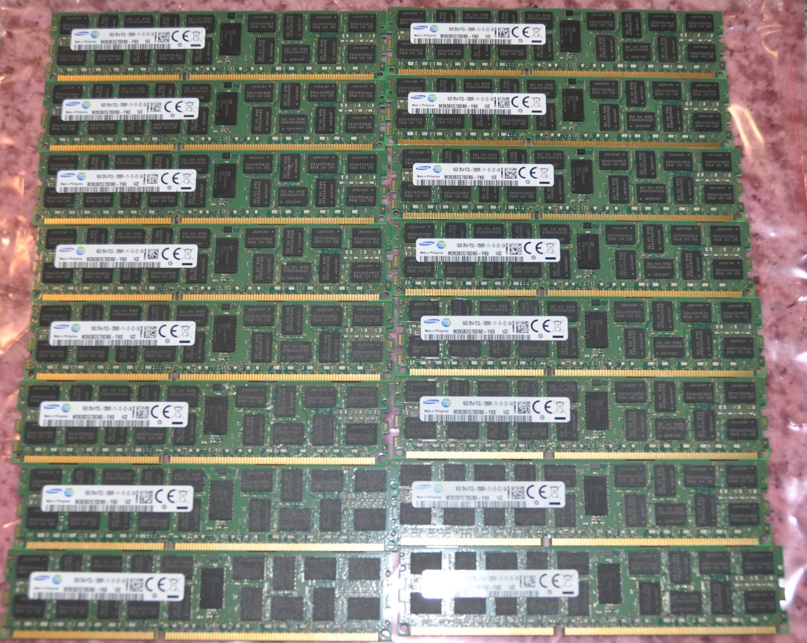 Lot of 16 SAMSUNG 16GB 2Rx4 PC3L-12800R M393B2G70DB0-YK0 Server Memory