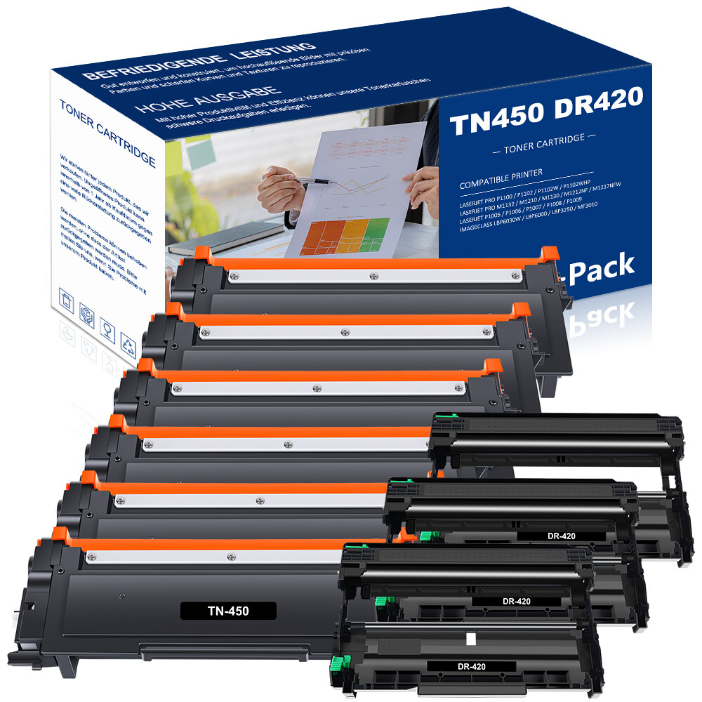 6PK TN450 Toner + 3PK DR420 Drum Unit for Brother DCP-7060D DCP-7065DN MFC-7360N