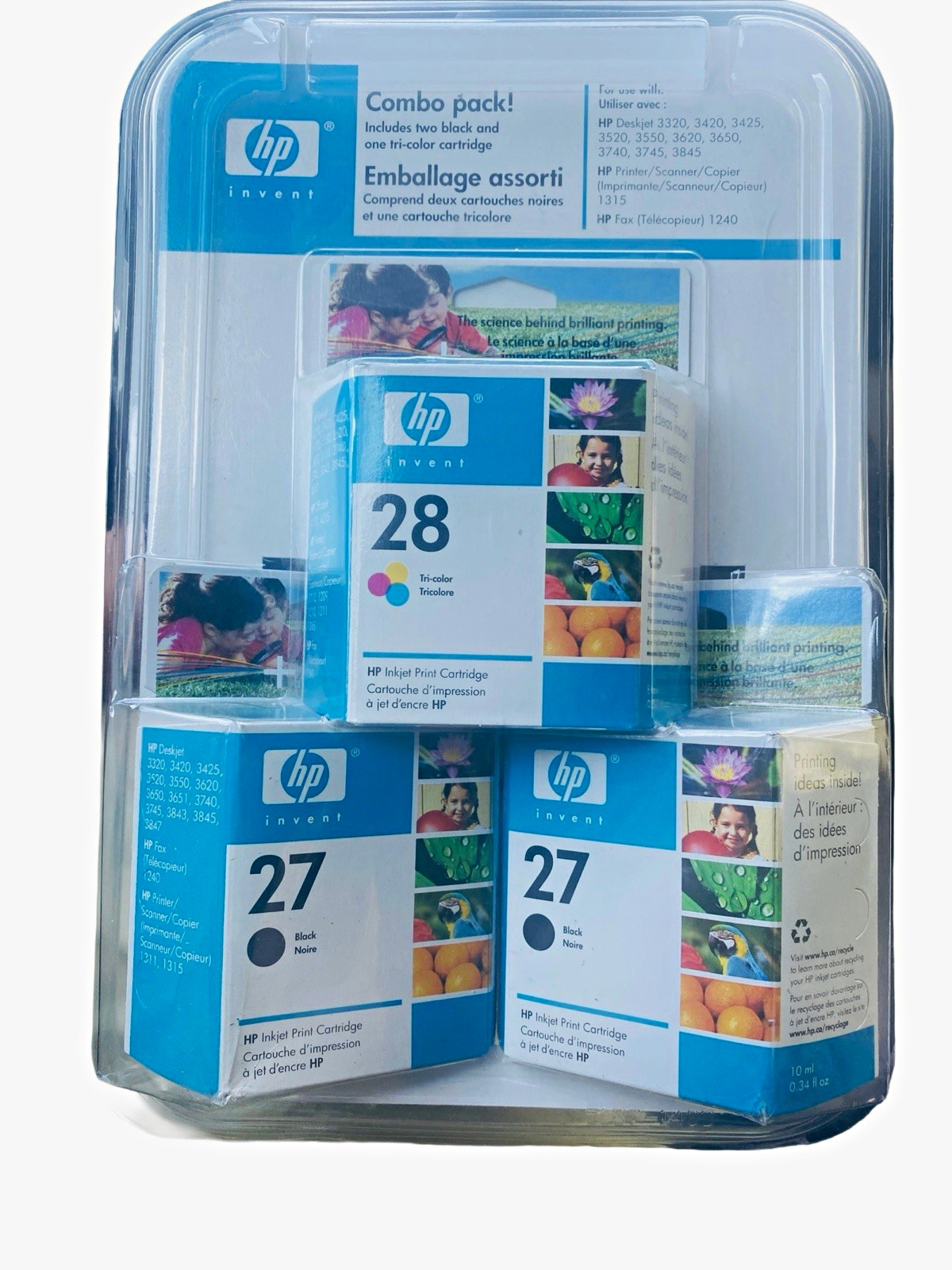 HP 27/28 Genuine Inkjet Ink Cartridges Combo Pack Black & Tri-Color Deskjet