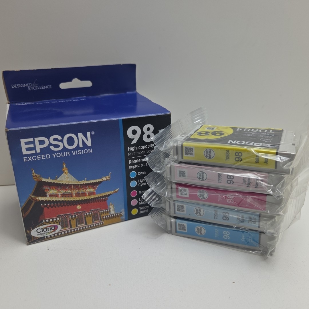 NEW GENUINE - EPSON 98 5-PACK INK CARTRIDGES - T098920 Sealed Bags 2027