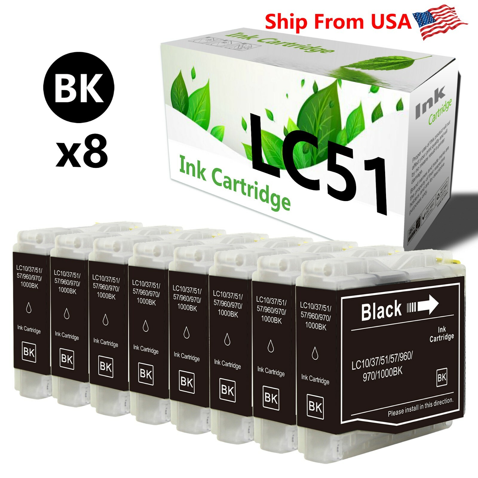 8-PacK LC51 LC-51 Ink Cartridge for DCP-330C MFC-240C Printer