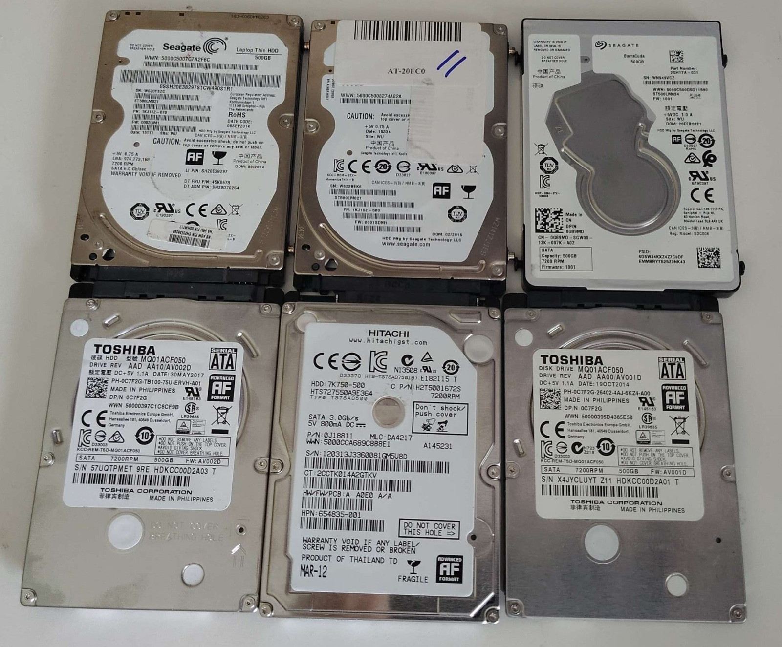 Mixed Brands: 500gb 2.5in Hard Drives (7200rpm)