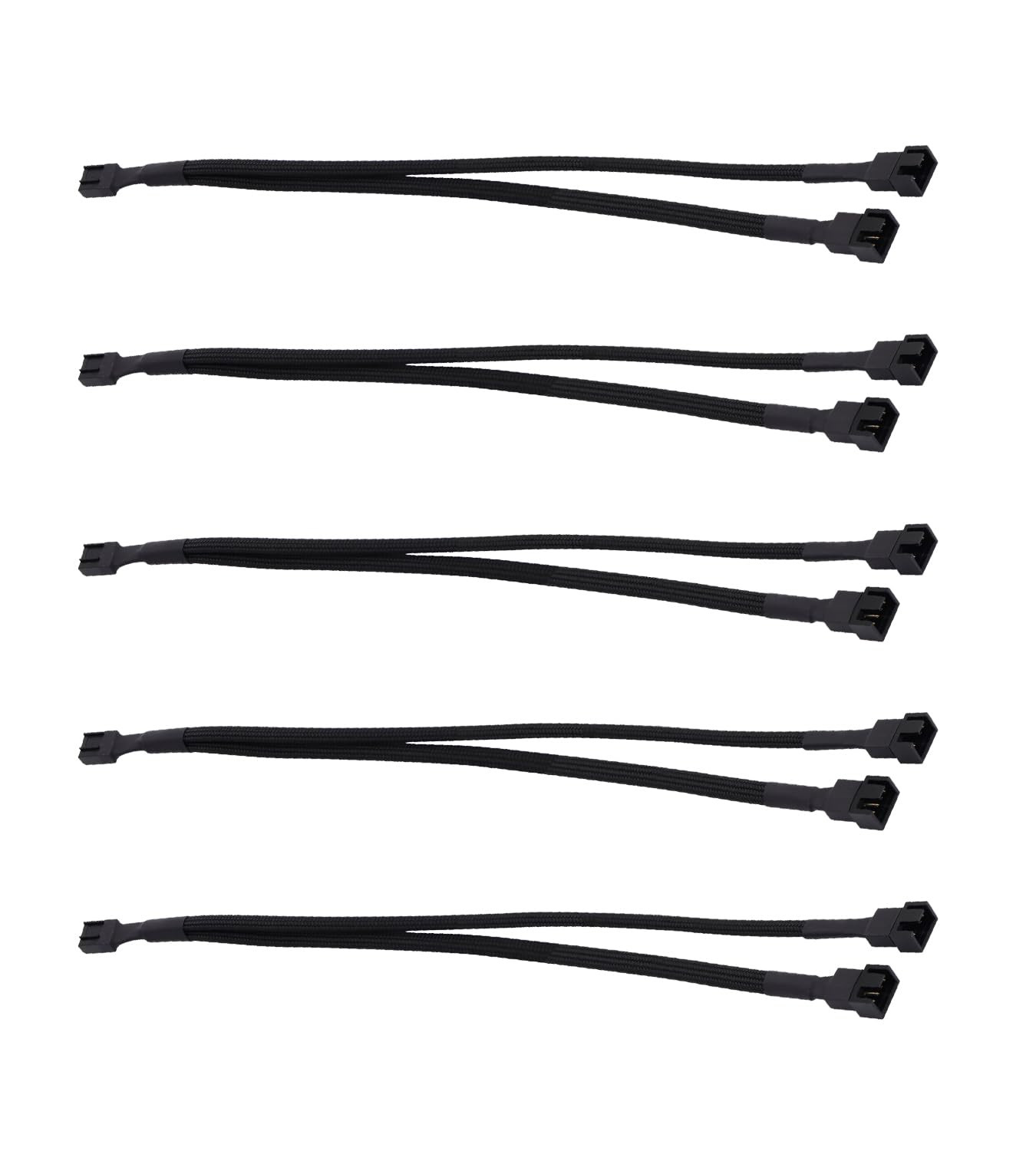 5-Pack 1 to 2 PWM Fan Splitter Cable,12 Inch 2 Way PC Fan Power Extension Cable