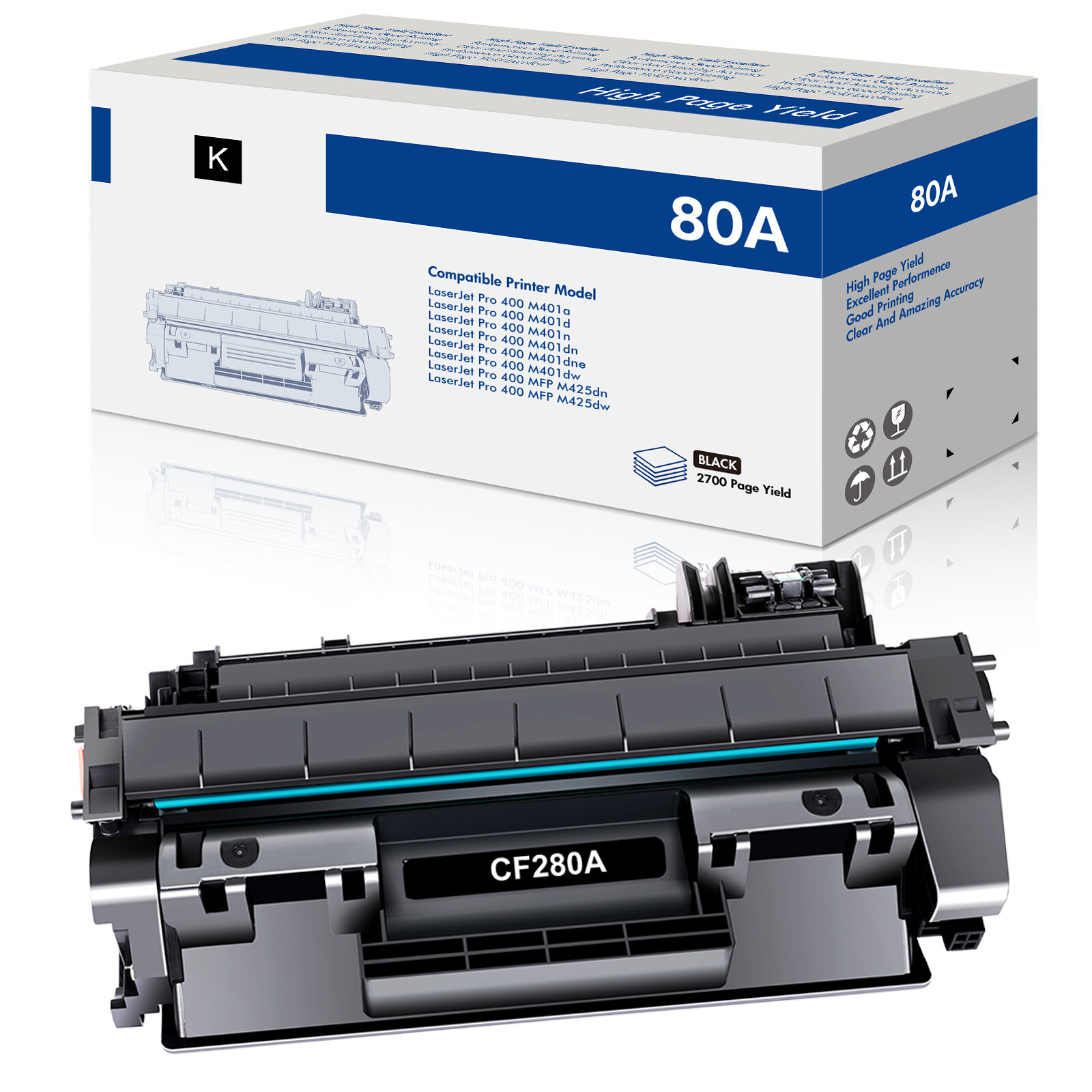 1 PACK CF280A Toner Compatible for HP 80A LaserJet Pro M401n M401d MFP M425dn