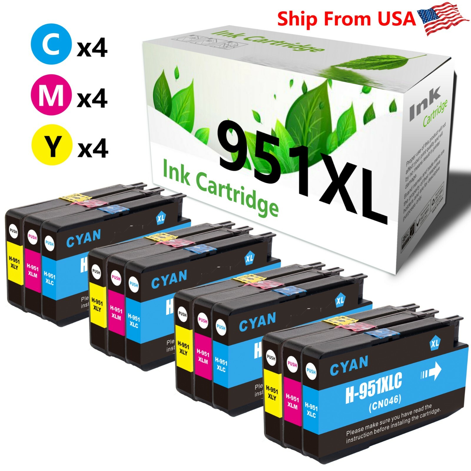 12PK 950XL 951 XL Ink Cartridge for OfficeJet Pro 8100 8600 Printer