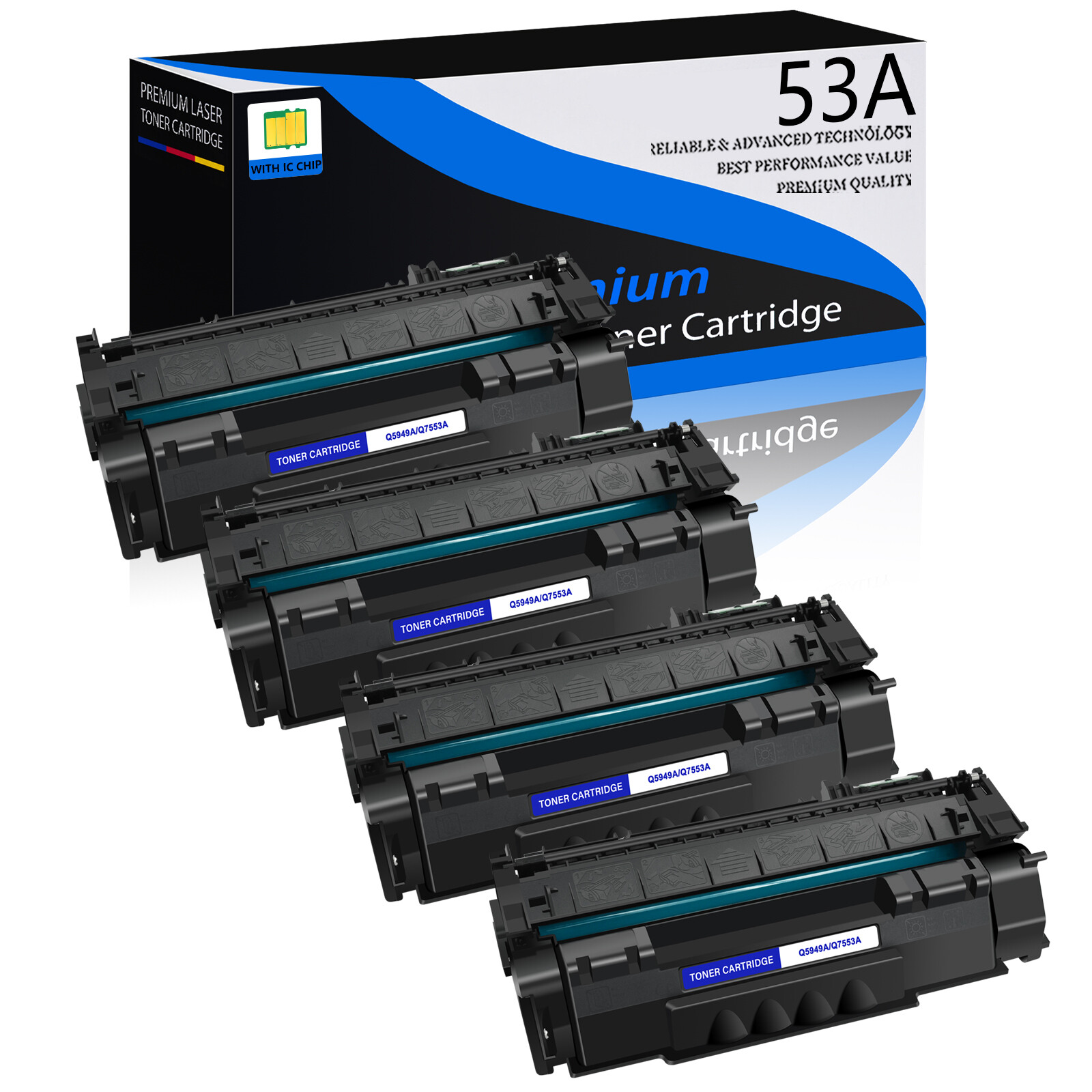 4PK Q7553A 53A Black Toner Cartridge for HP LaserJet P2010 P2014 P2015 P2015d