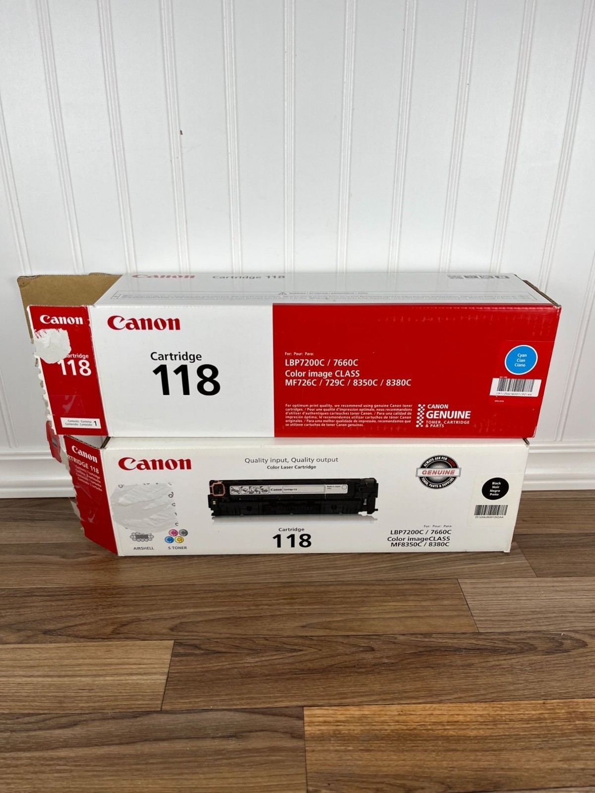 LOT X2 Genuine Canon 118 BLACK + BLUE Toner Cartridge imageCLASS USED READ