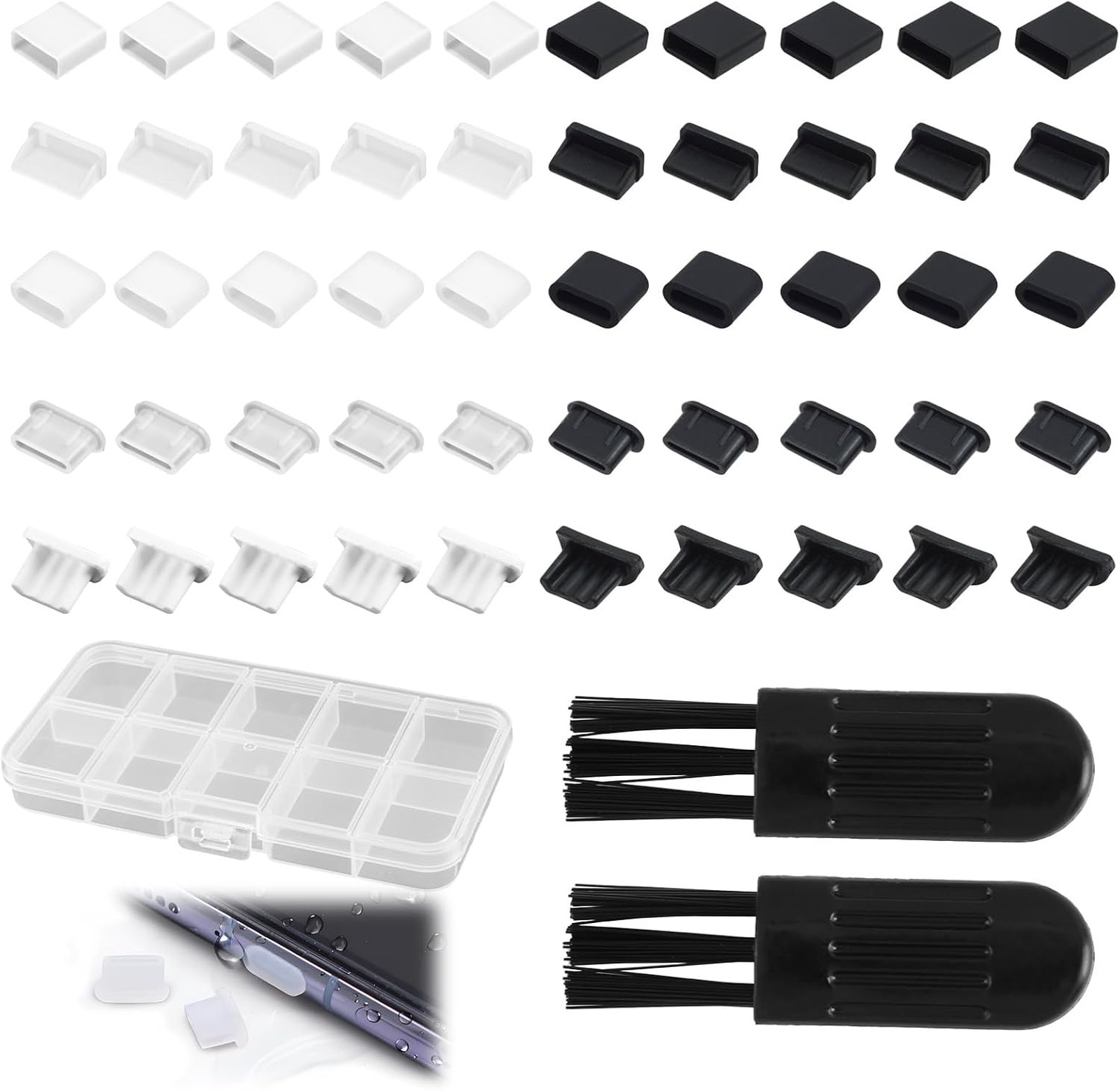 50 Pcs USB Port Cover Set Silicone Plugs for USB A Micro USB Type C Devices and