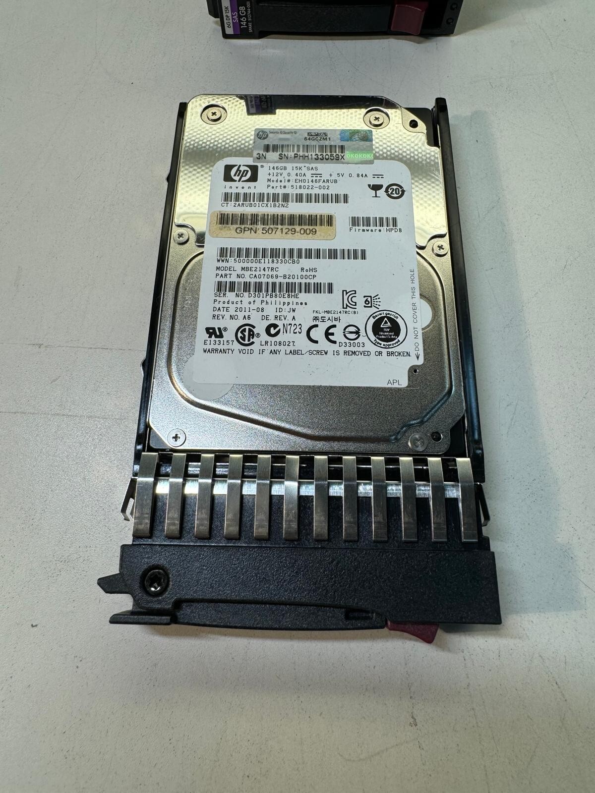 HP EH0146FARUB MBE2147RC 518022-002 CA07069-B20100CP 146GB 15K SAS 2.5" HDD