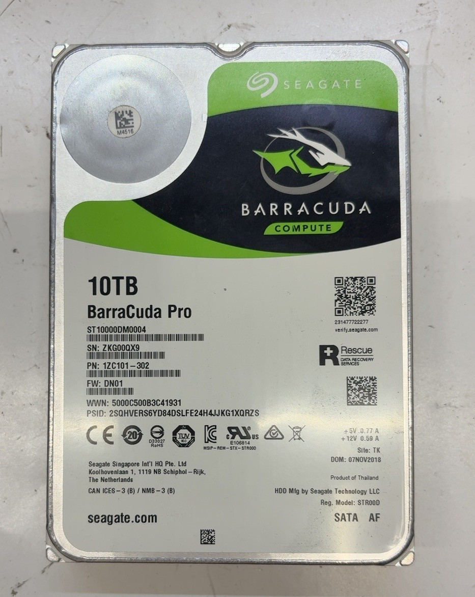 Seagate BarraCuda Pro 10TB ST10000DM0004 3.5" SATA III 7200RPM 256MB HDD T8E11