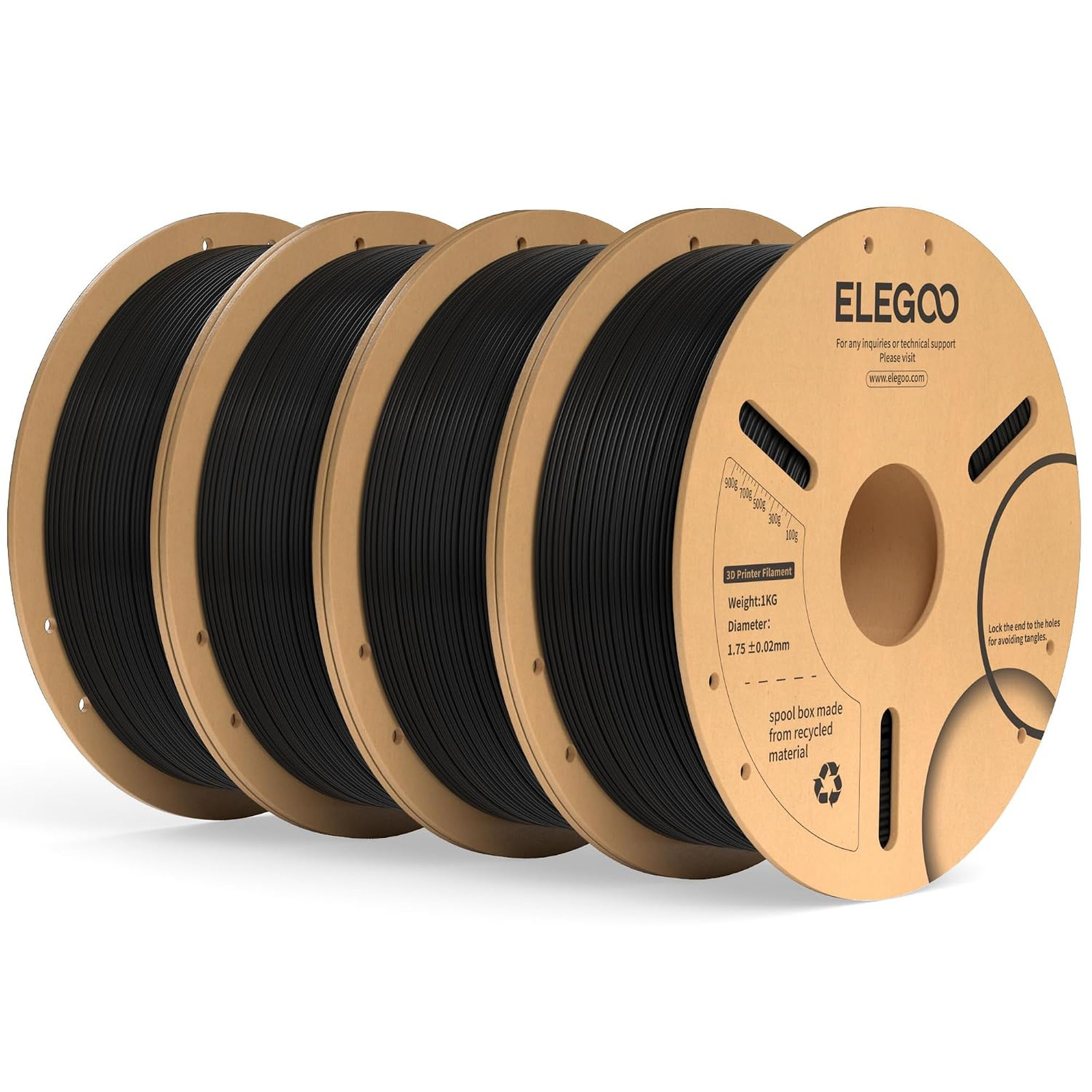 PLA Plus 3D Printer Filament 1.75mm Black 4KG, Neatly Wound