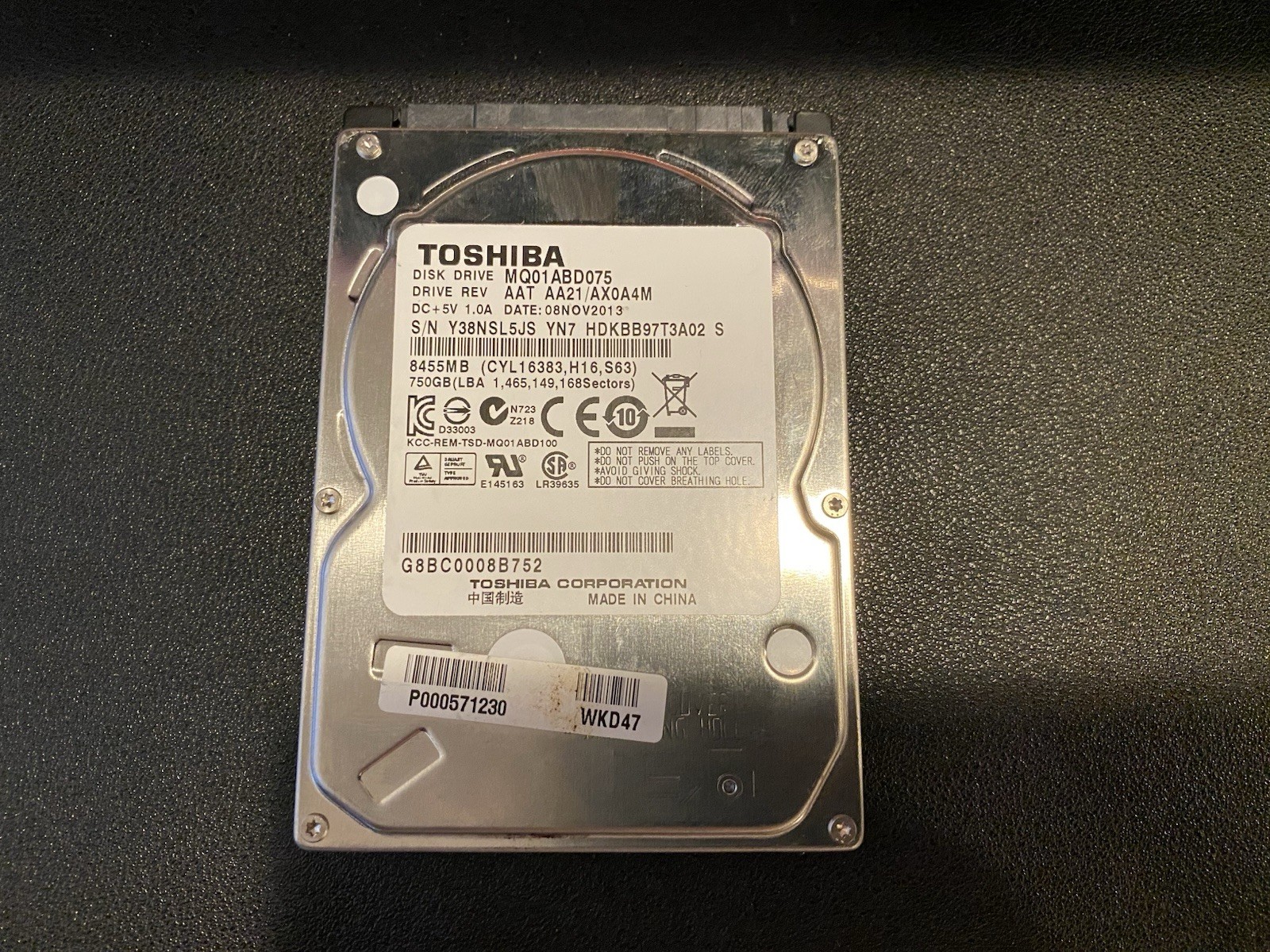 Toshiba MQ01ABD075 750GB 2.5 Inch Hard Drive AA21/AX0A4M, 5400 RPM