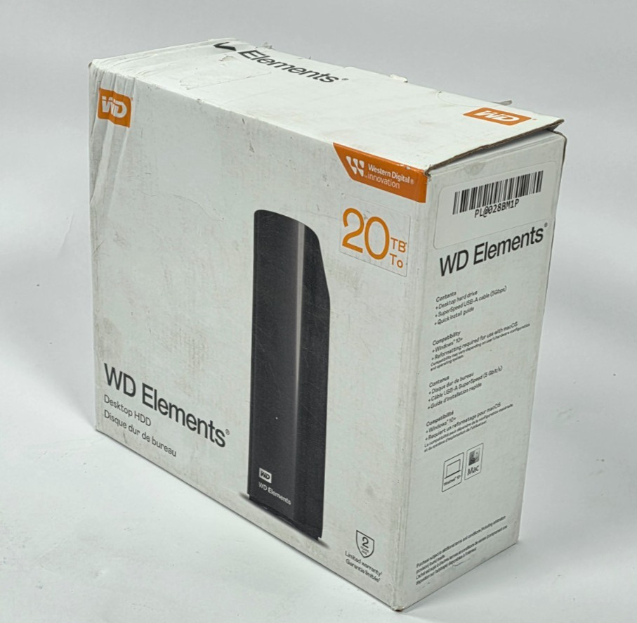 WD 20TB Elements USB 3.0 3.5" Desktop External Hard Drive Black HDD