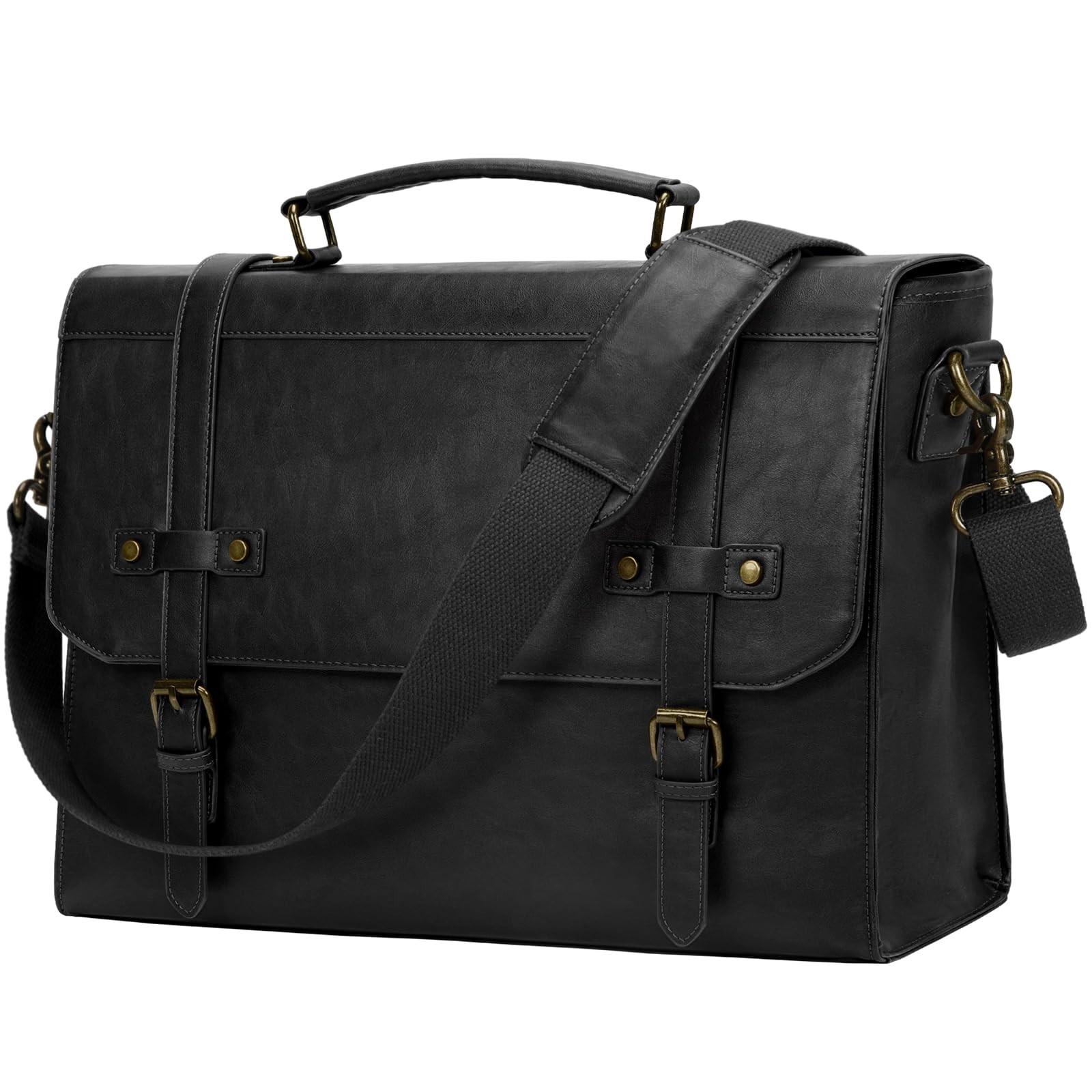 Mens Messenger Bag 18 Inch Waterproof Vintage Leather Laptop Briefcase Large ...