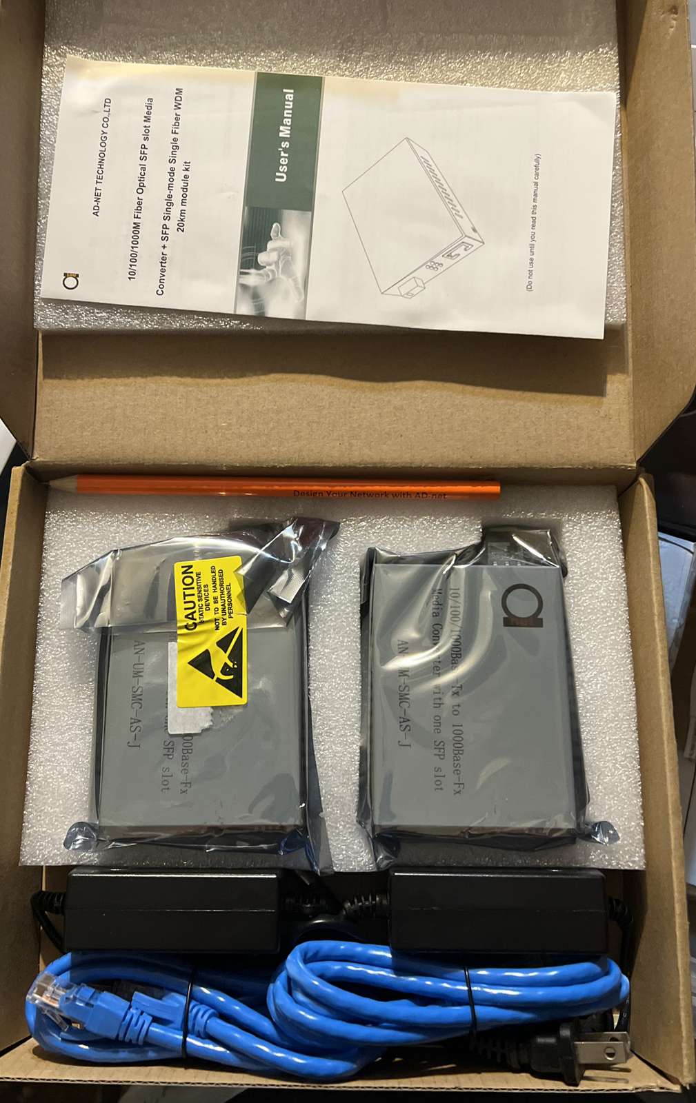 Pair SFP Slot - Fiber Ethernet - Media Converter Single Mode LC WDM 1 Pair Adnet