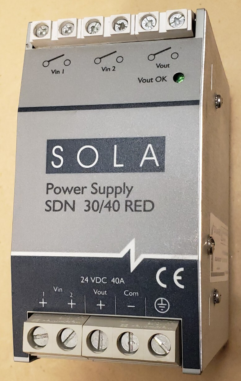 EMERSON SOLA SDN 30/40 RED POWER SUPPLY 24VDC 40A  Din Rail Mount - USED
