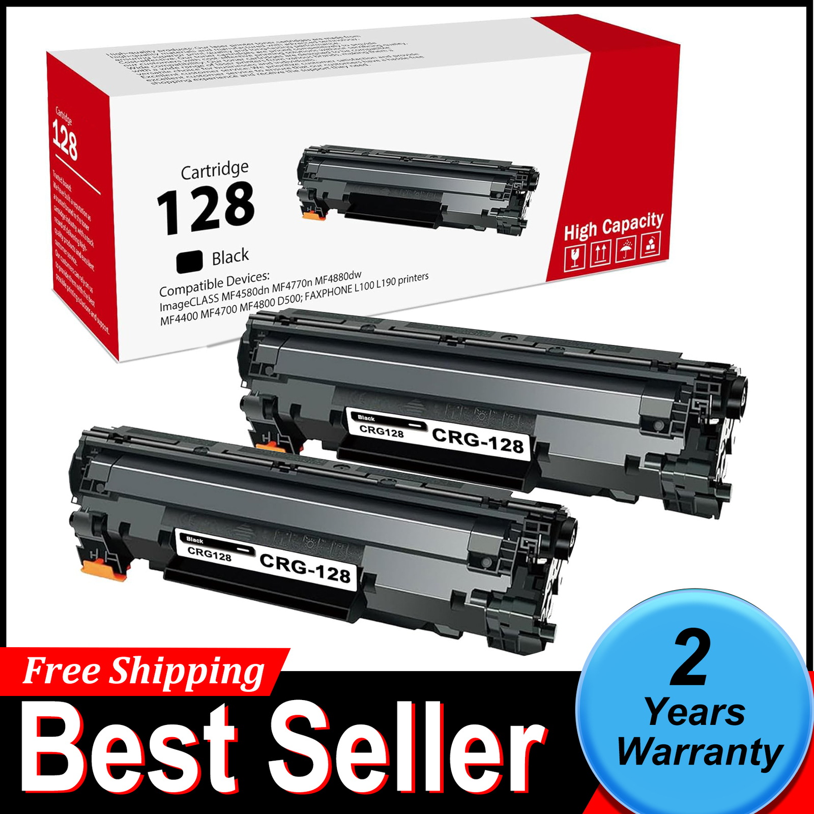 FADSOON® 2PK 128 Toner for Canon Black Toner MF4570DW MF4770n MF4880dw LBP6200d