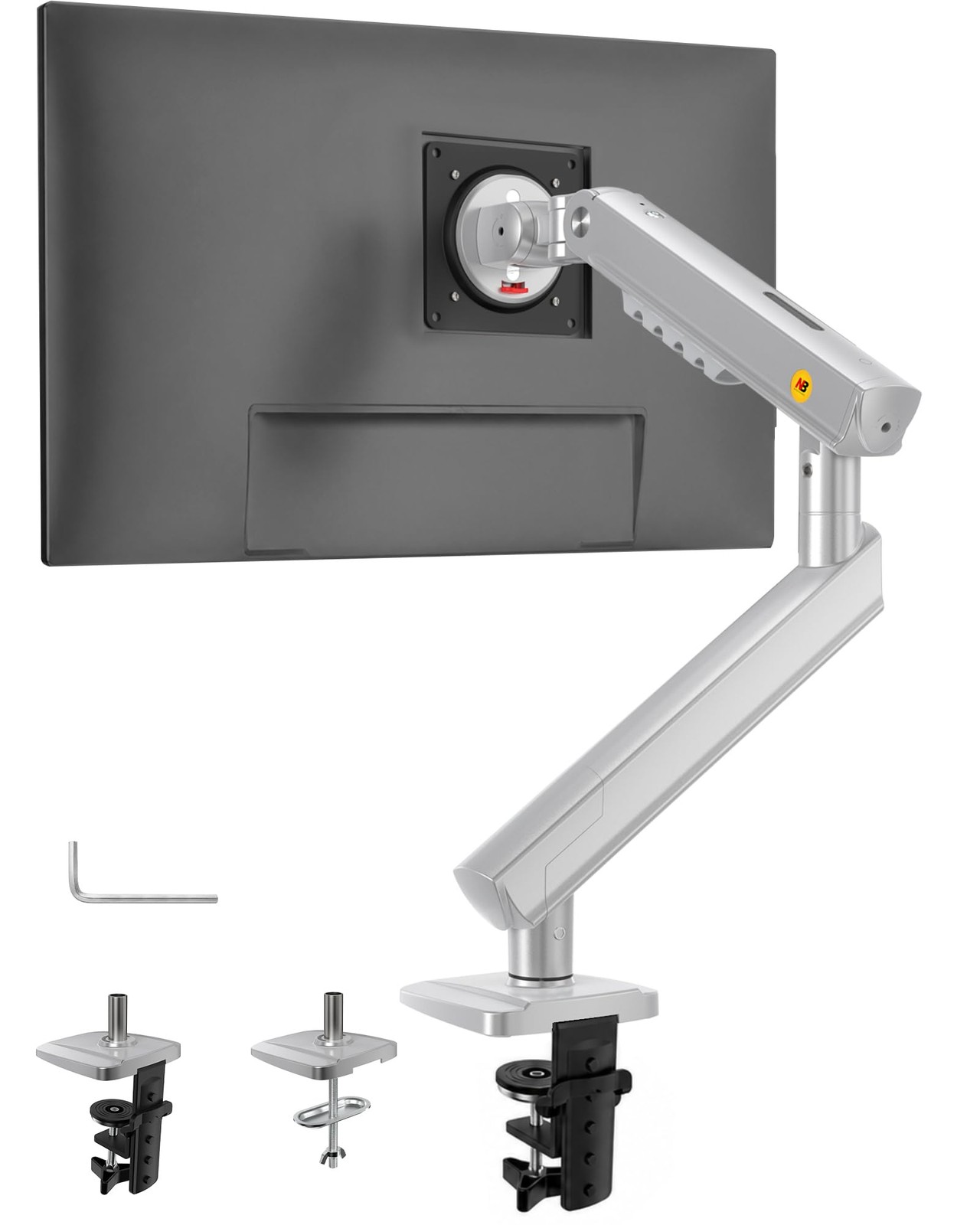 NB Single Computer Monitor Mount Stand Up to 32 Inch Spring Arm VESA A5 Silver