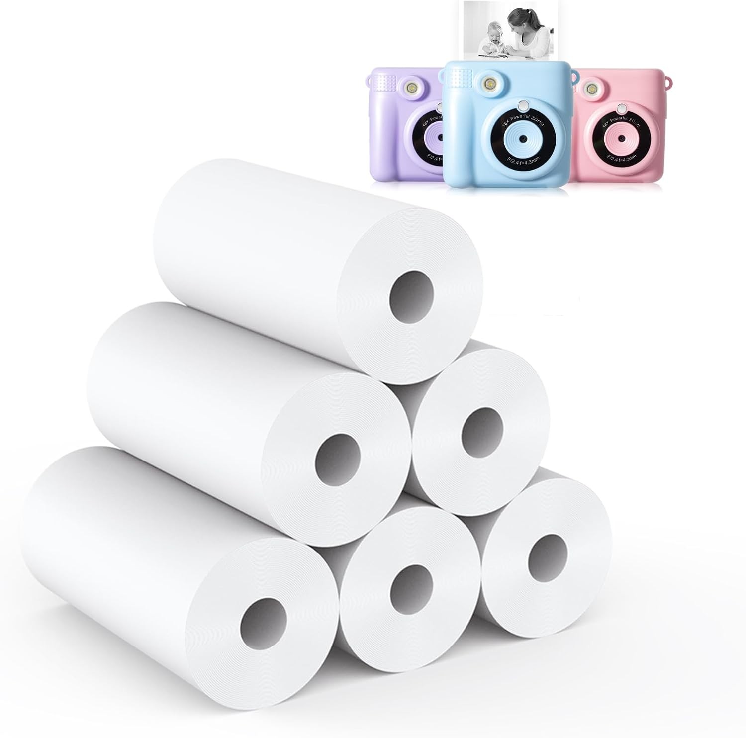 6 Rolls Instant Print Paper Kids Camera Paper Refill -  Thermal Print Paper