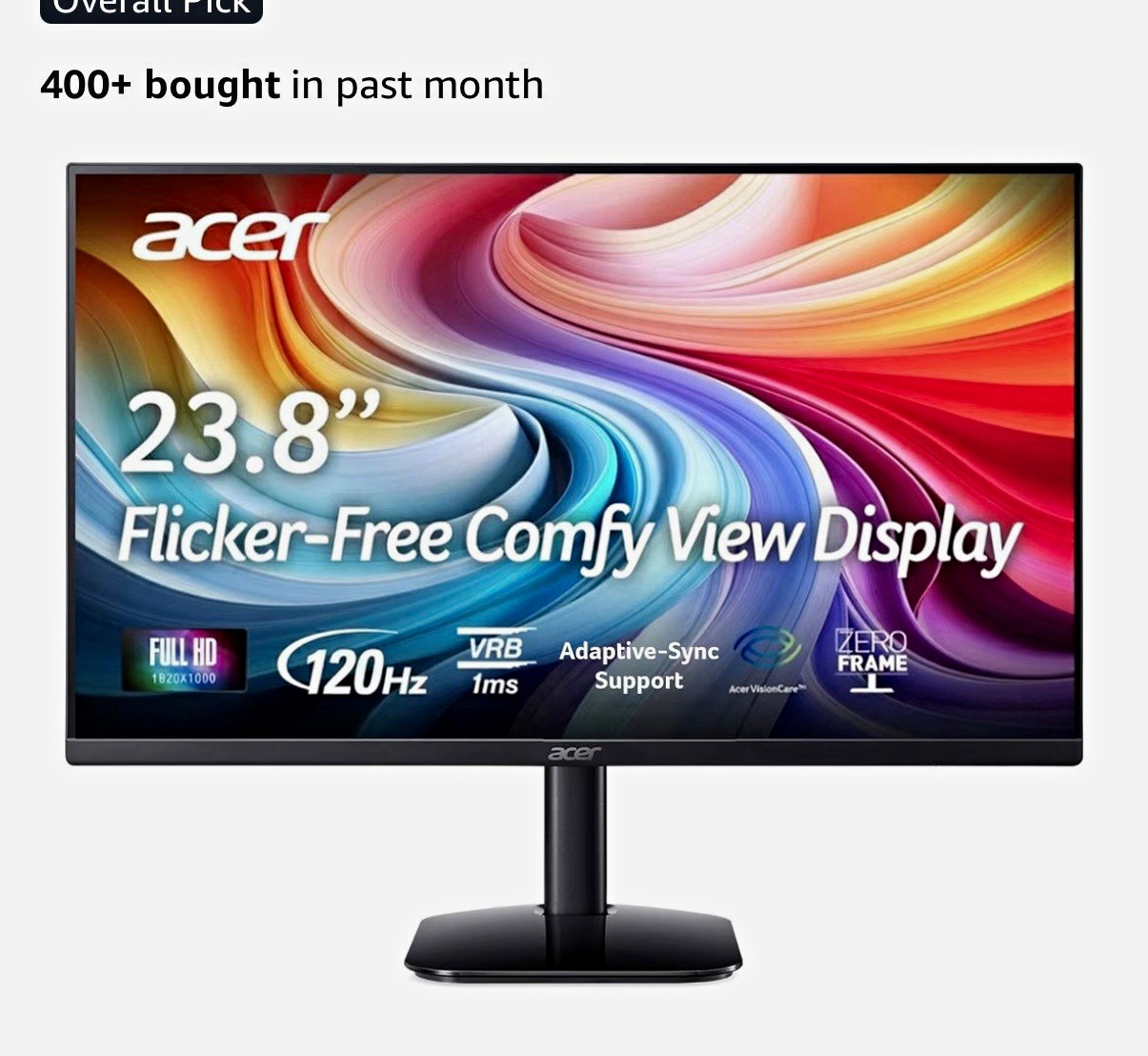 Acer KA242Y G0bi 23.8" IPS FHD 120Hz 1ms Adaptive-Sync VESA HDMI VGA NEW IN BOX