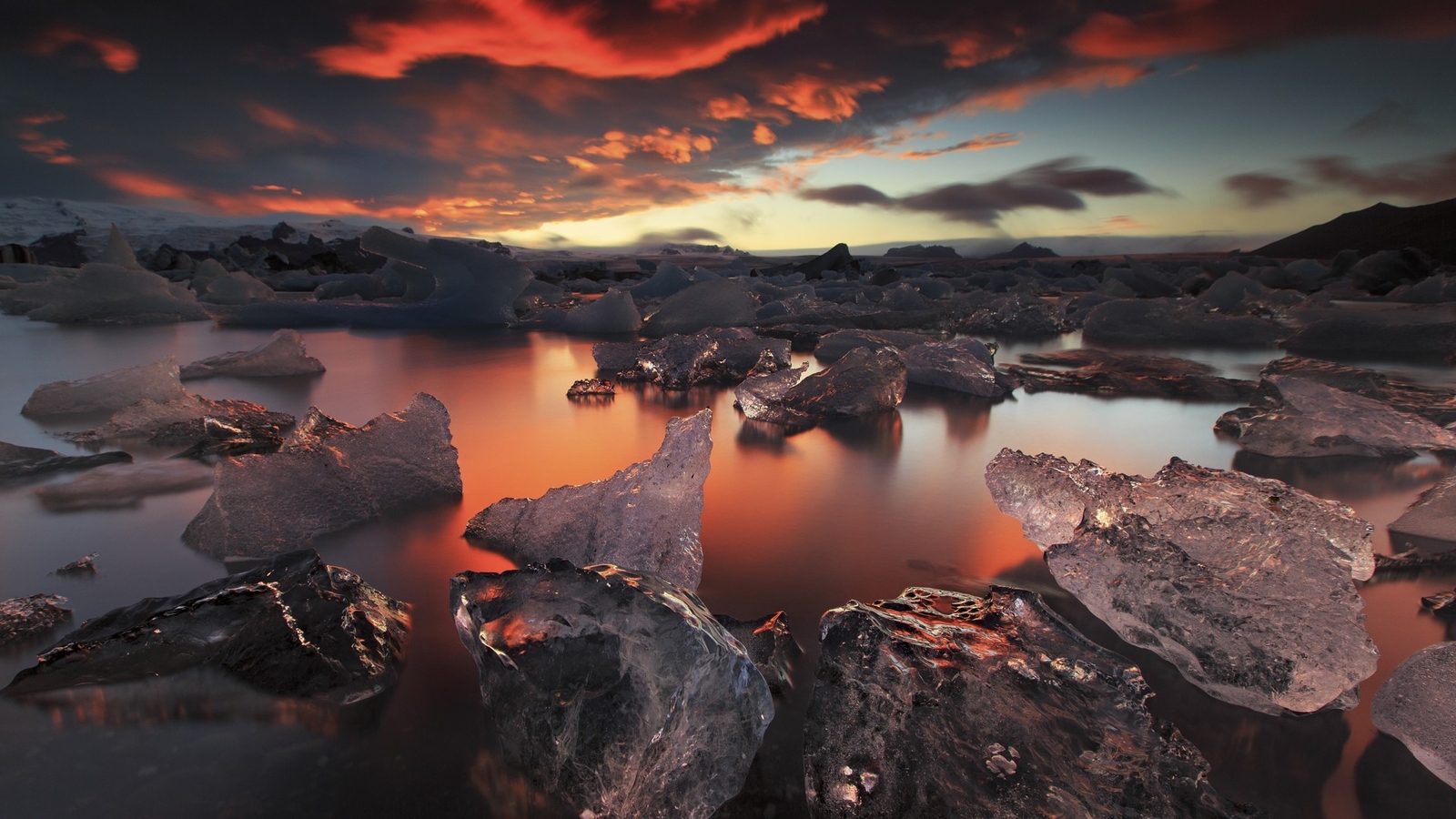 Landscape iceberg clouds lake sunset ice nature cold Custom Gaming Mat Desk