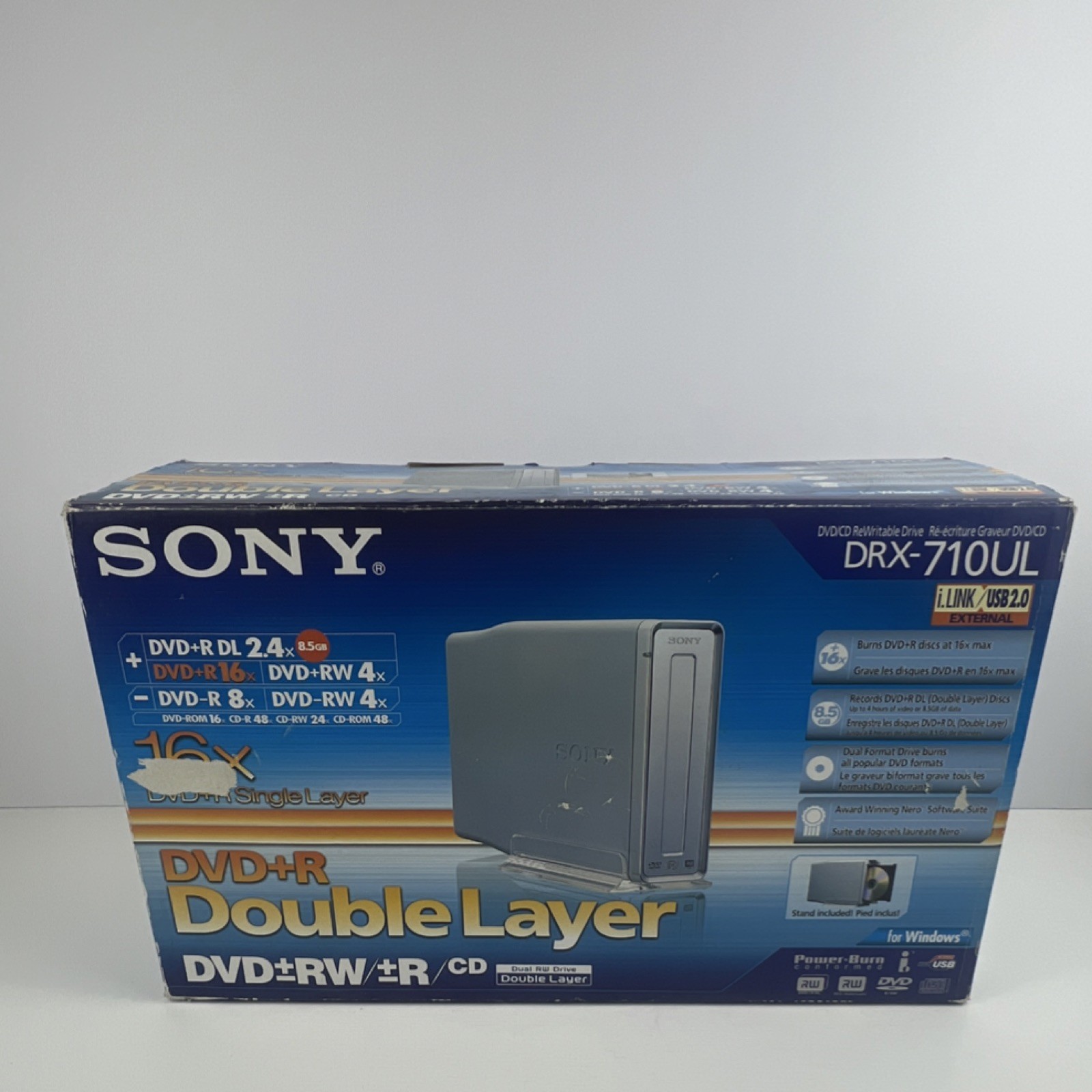 Sony DRX-710UL External DVD+R DL DVD±RW CD Writer USB 2.0 FireWire PC Silver