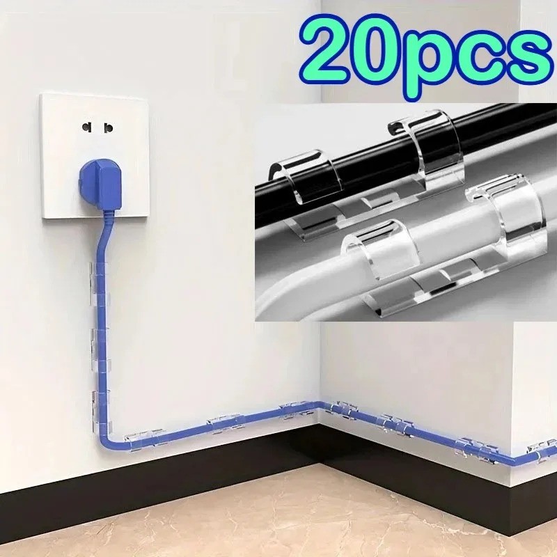 20pcs Cable Clips Self Adhesive Cord Organizer Wire Holder for Desk Wall Home