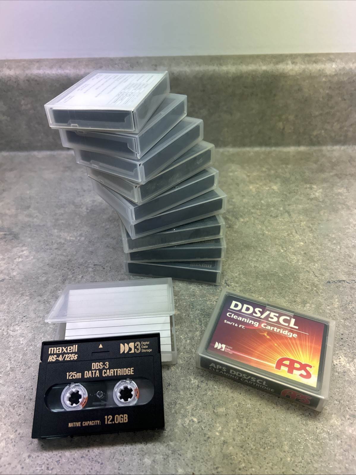 Maxell HS-4/125S DDS-3 4mm Data Cartridge 12.0 Gig-USED-Qty 10-AND 1 Cleaner