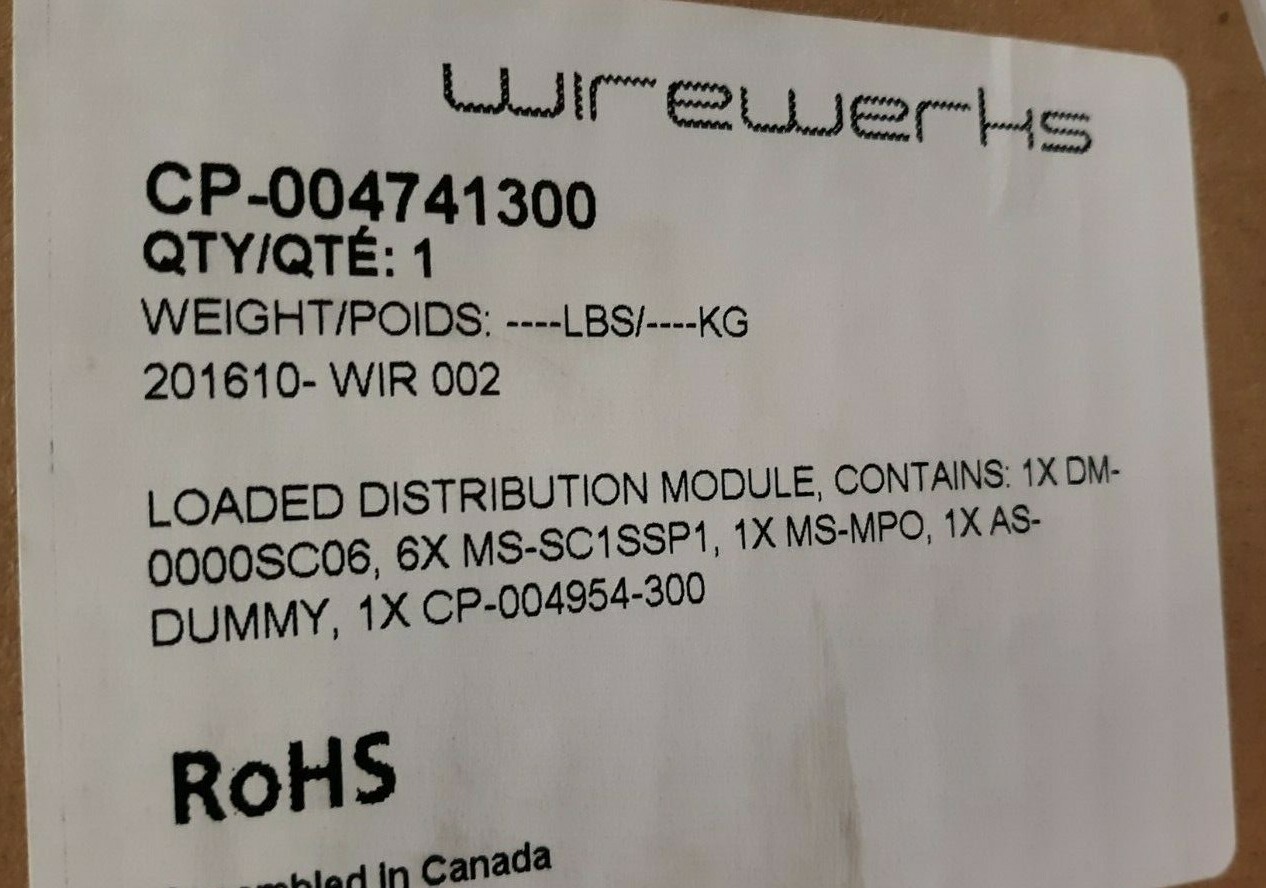 WIREWERKS CP-004741300 Fiber Optic Distribution Module