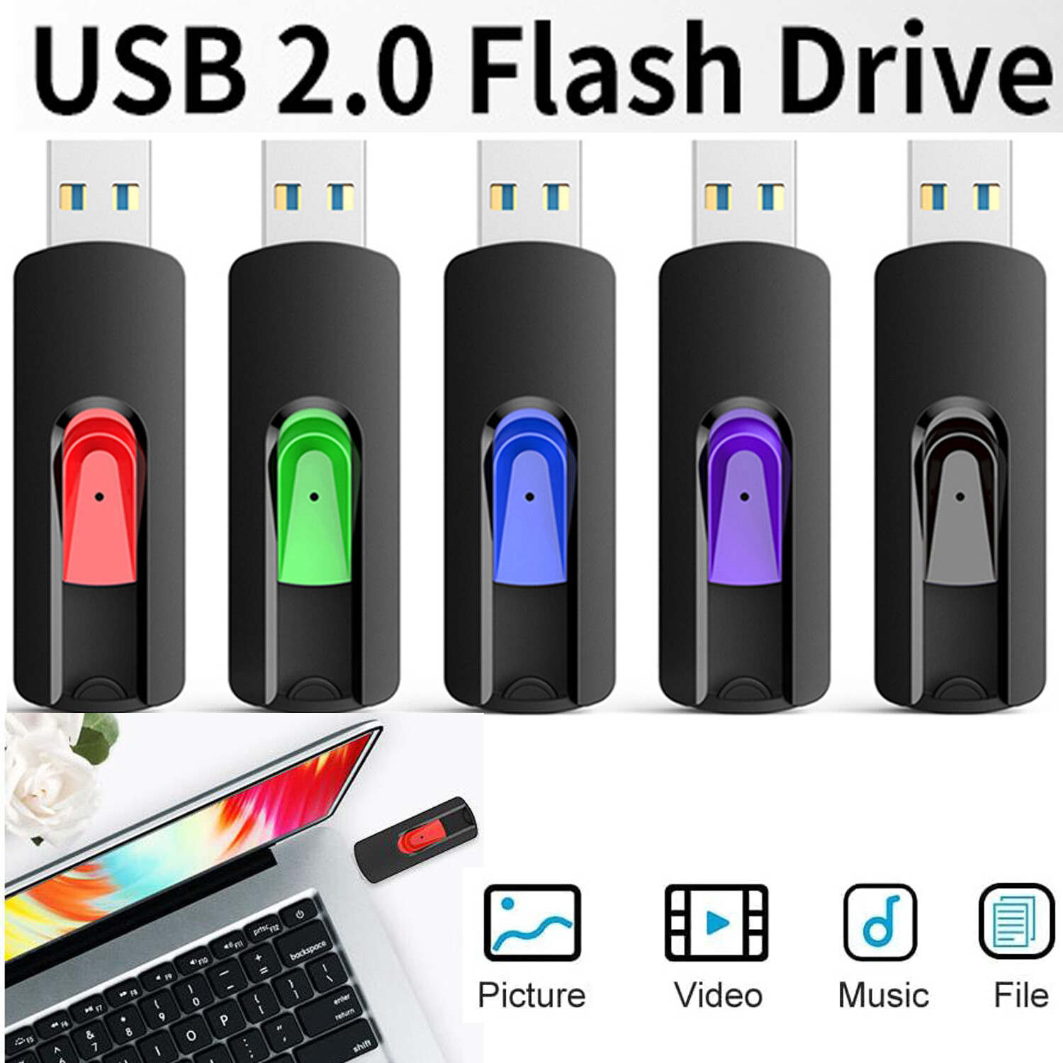 5 Pack 1GB-32GB USB 2.0 Flash Drive Pen Memory Sticks Storage Blank Media U Disk