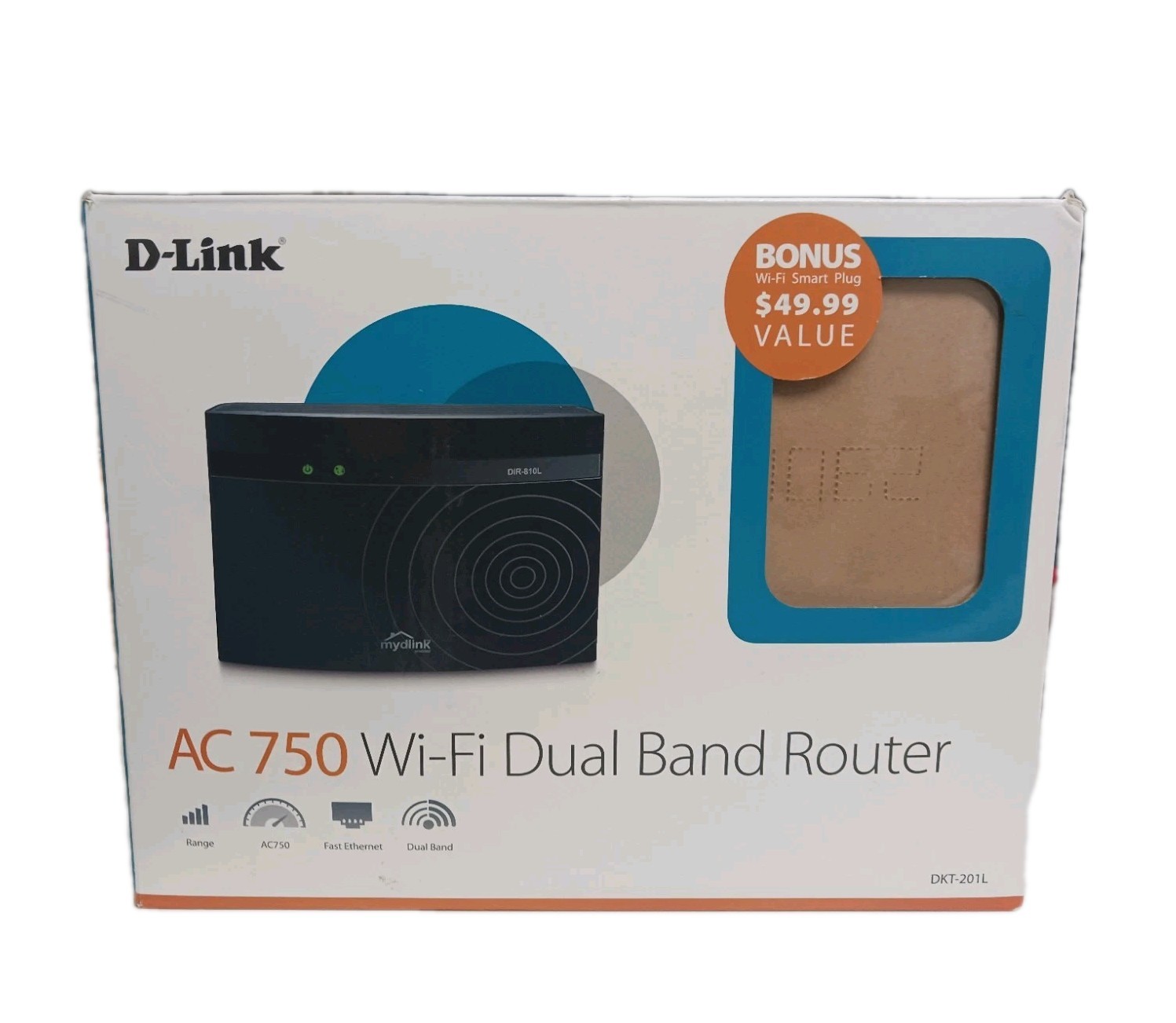 D-Link DIR-810L Wireless AC750 Dual Band Cloud Router + Power Cord+Eth Cable