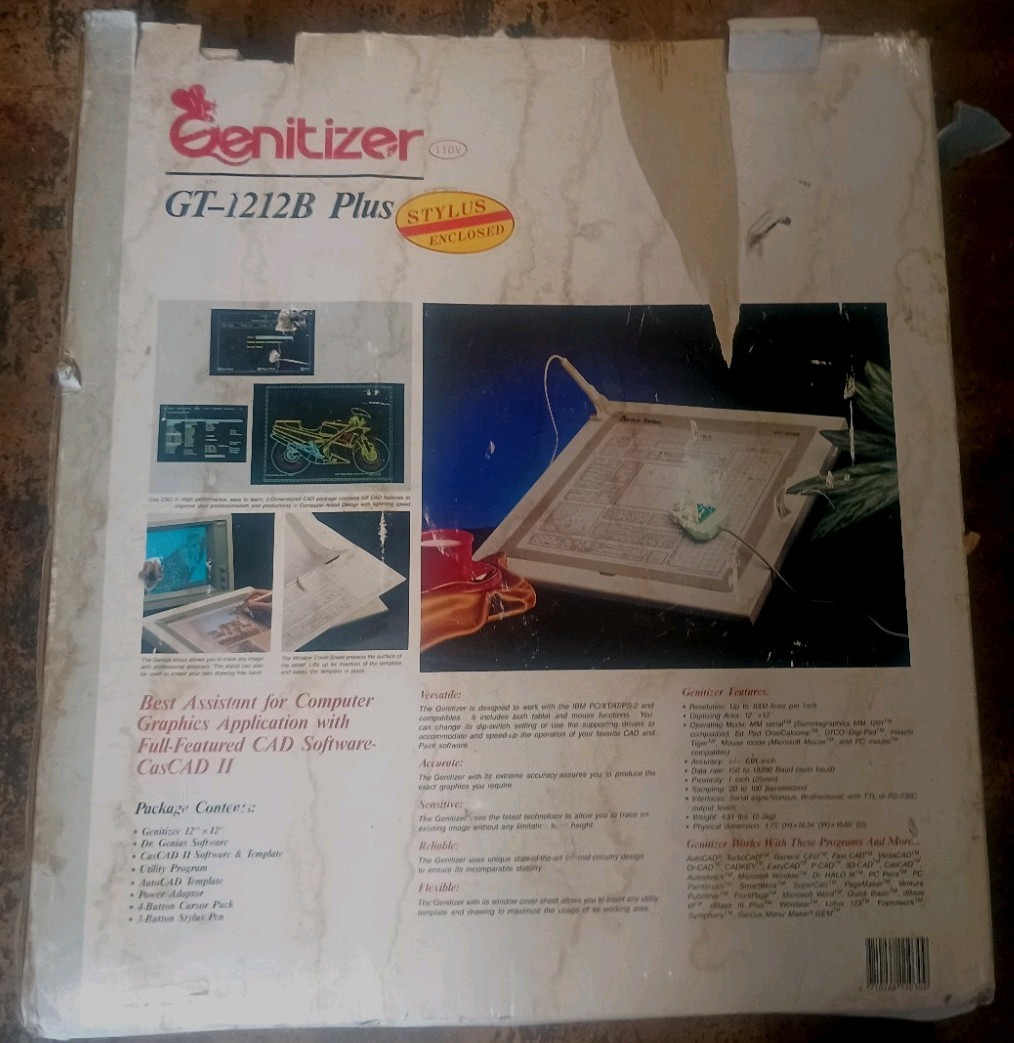 vintage Genitizer GT-1212B Plus graphic tablet/digitizer. ( Read description)