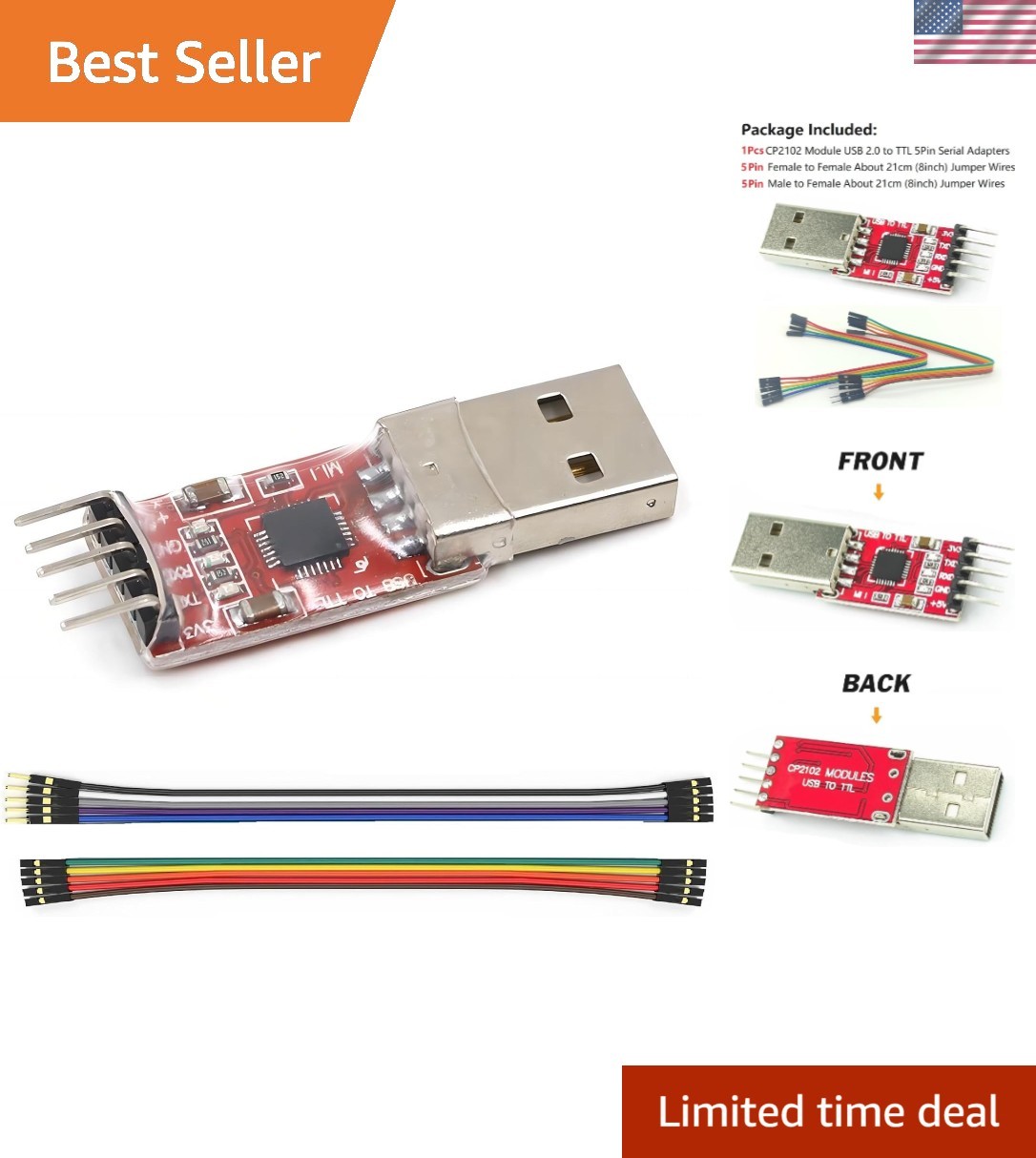 Versatile USB 2.0 to TTL Converter Adapter - 3.3V/5V, UART Programming Ready