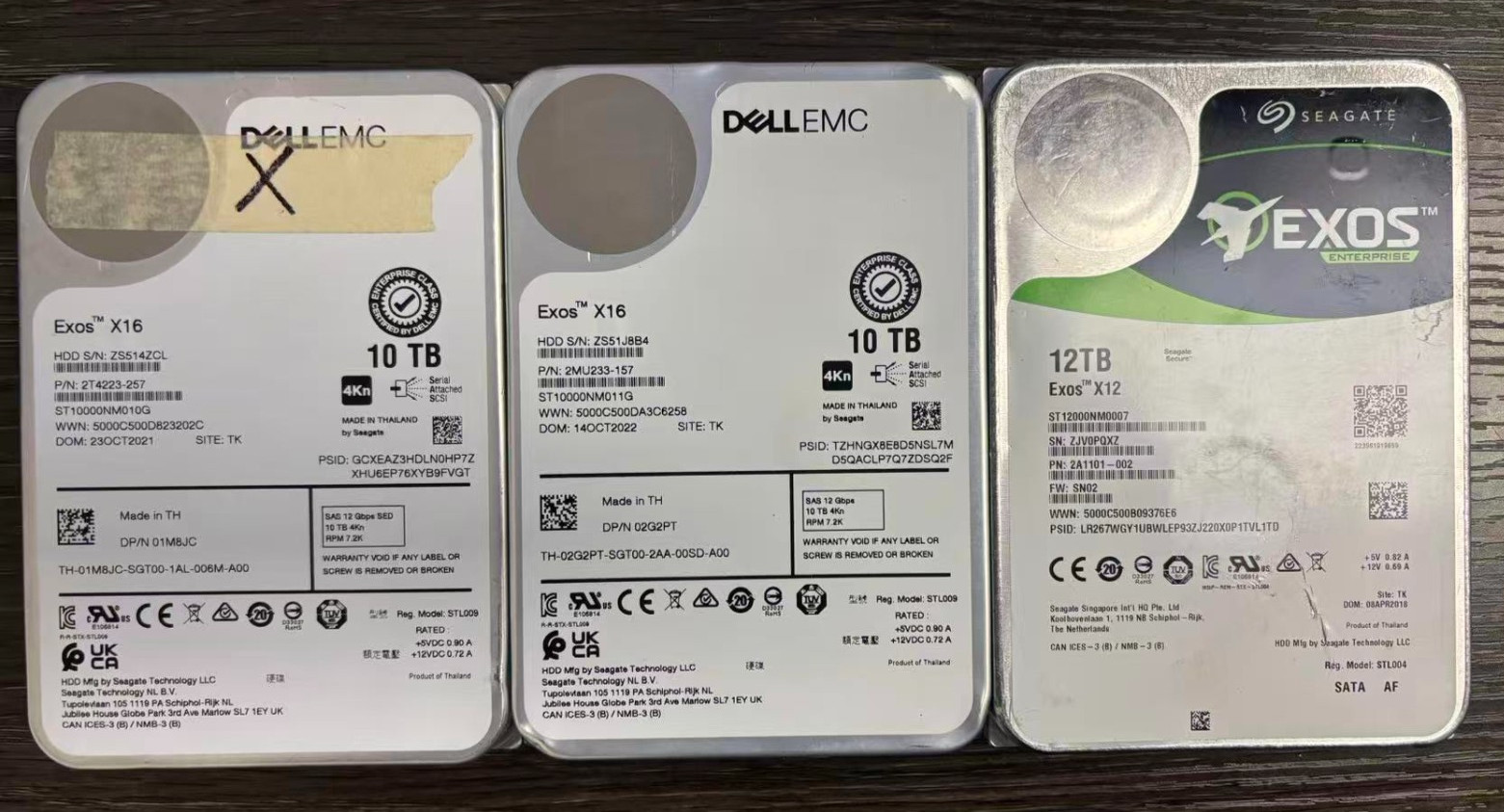 Lot 3 Seagate Exos X16 X12 HDD 10TB 10TB 12TB SAS SATA AS IS NOT WORKING